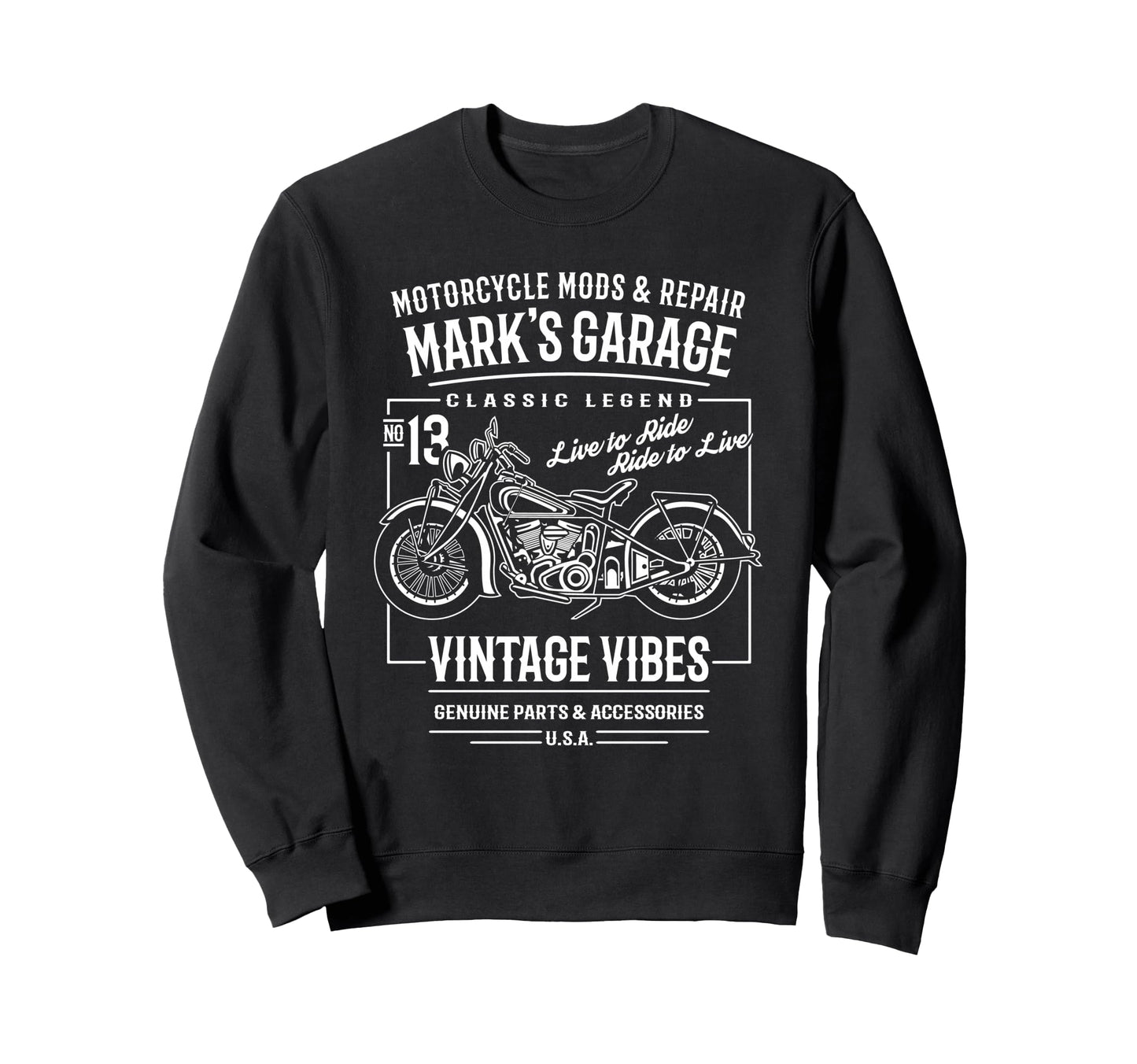Marks Garage Motorcycle Name Mark Sweatshirt - Trendy Graphic Men Women - T-Shirt, Sweatshirt, Hoodie