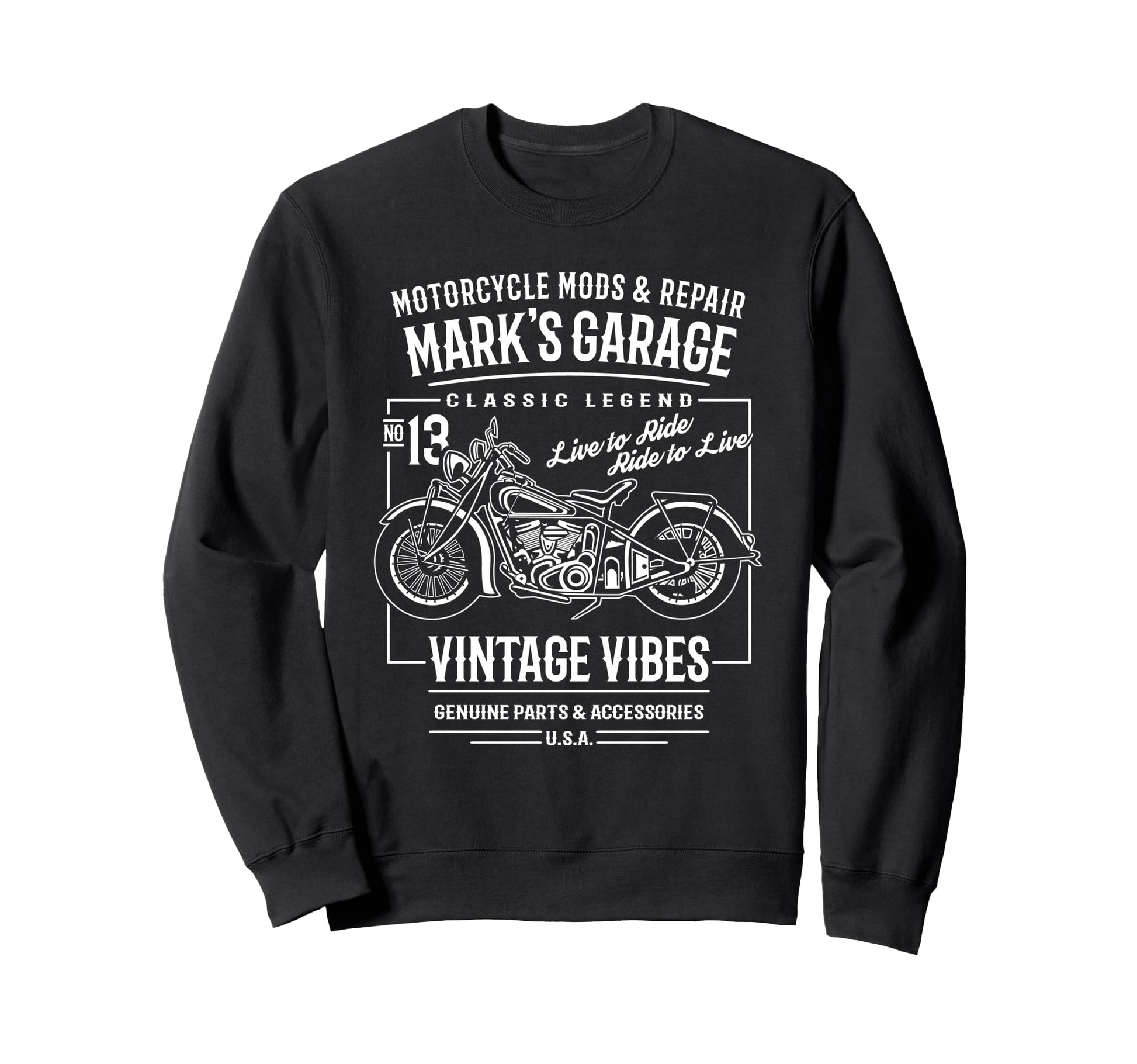 Marks Garage Motorcycle Name Mark Sweatshirt - Trendy Graphic Men Women - T-Shirt, Sweatshirt, Hoodie