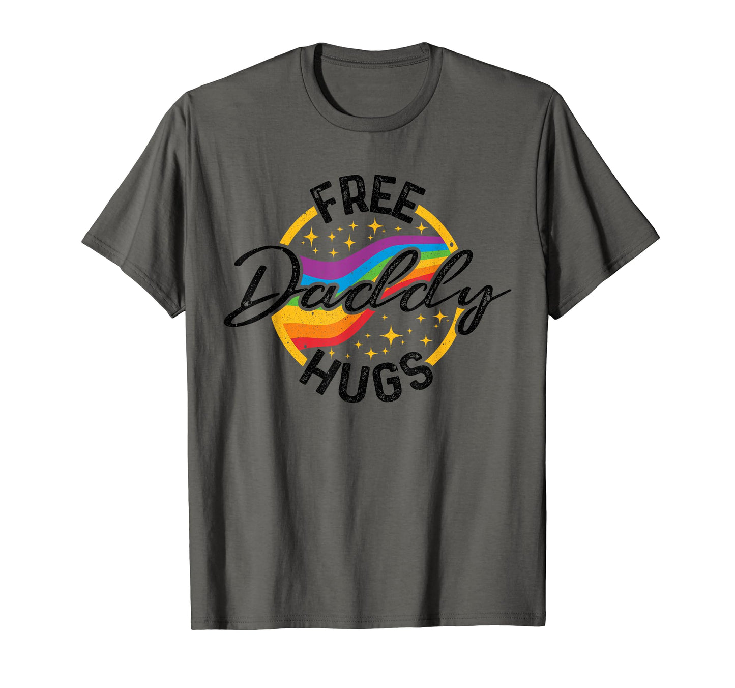 Free Daddy Hugs Rainbow Flag Pride T-Shirt - Custom Art Print for Adults - T-Shirt, Sweatshirt, Hoodie