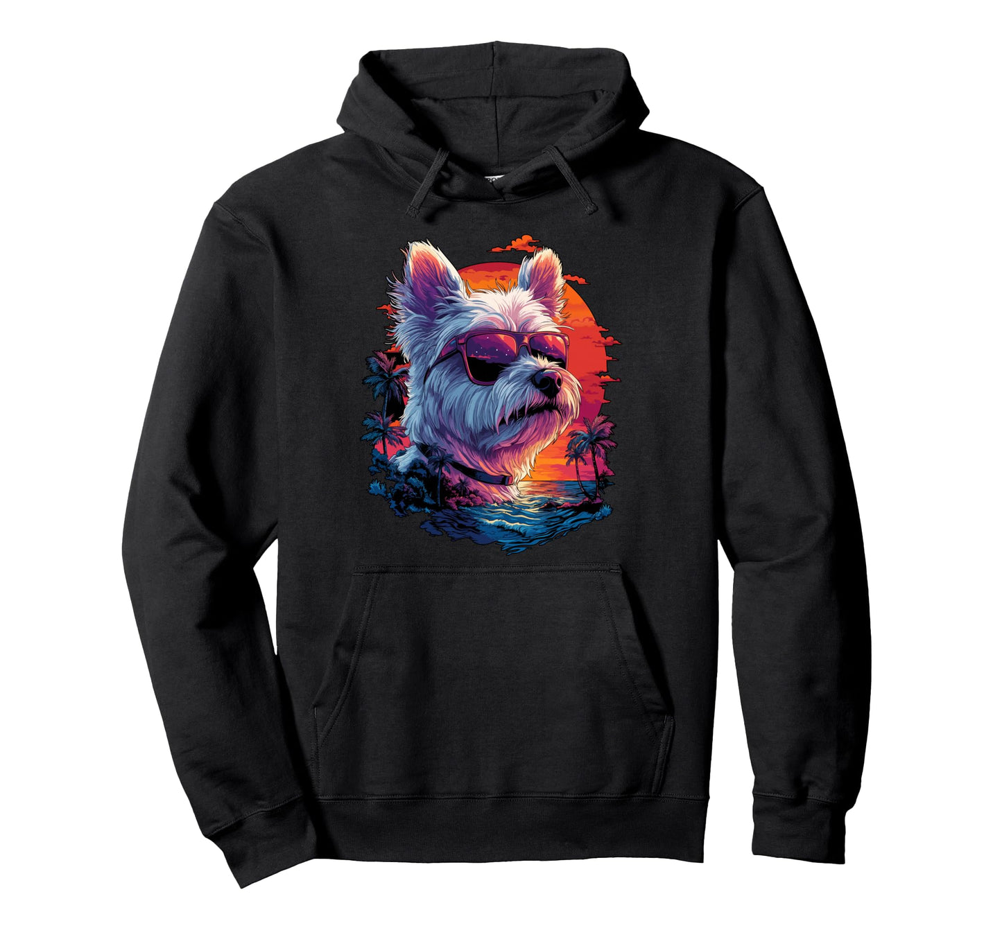 Westie Dog Lovers Sunset West Highland Hoodie - Minimalist Print Unisex - T-Shirt, Sweatshirt, Hoodie