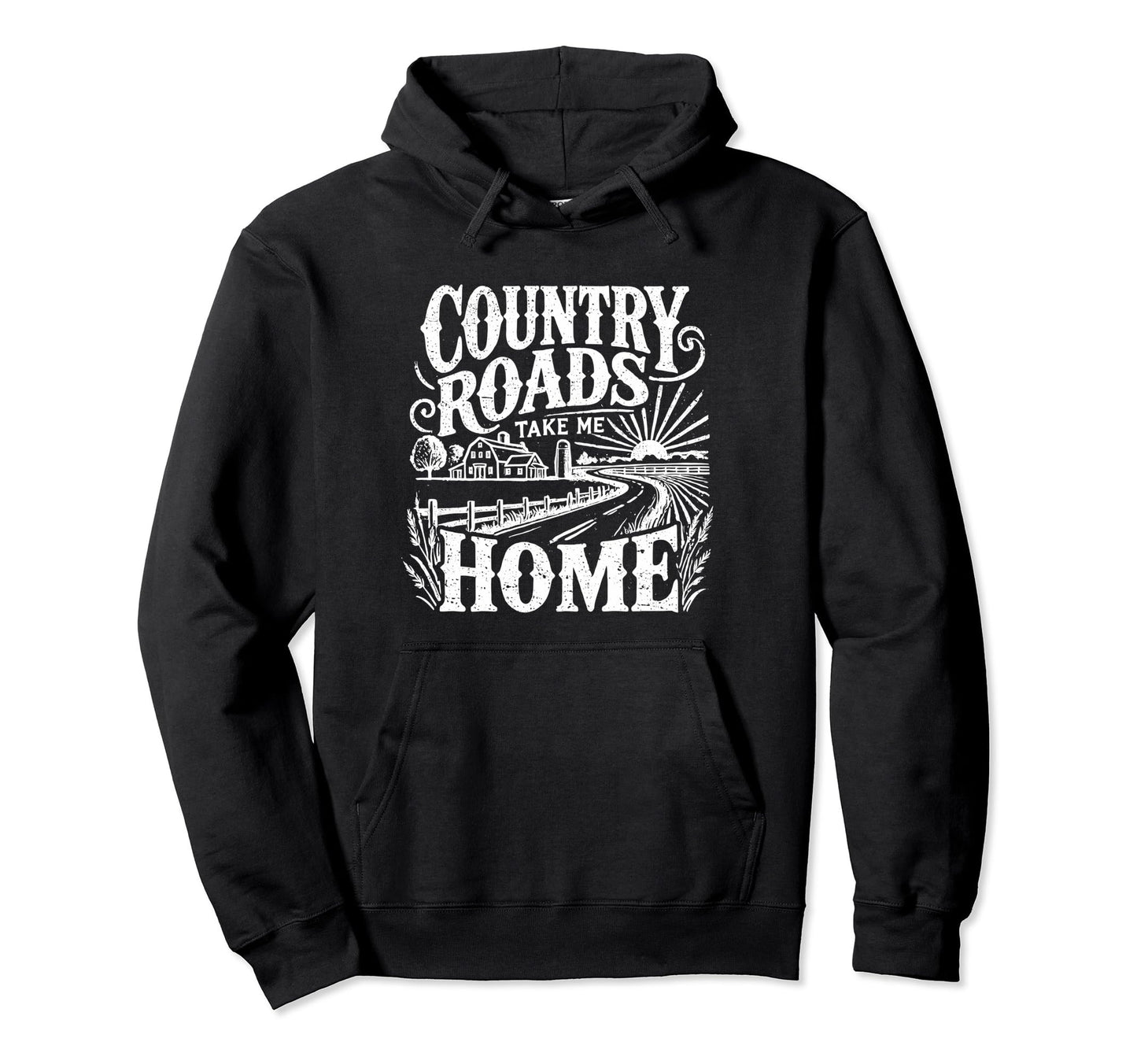 Country Roads Take Me Home Cowboy Hoodie - Minimalist Print Men Women - T-Shirt, Sweatshirt, Hoodie