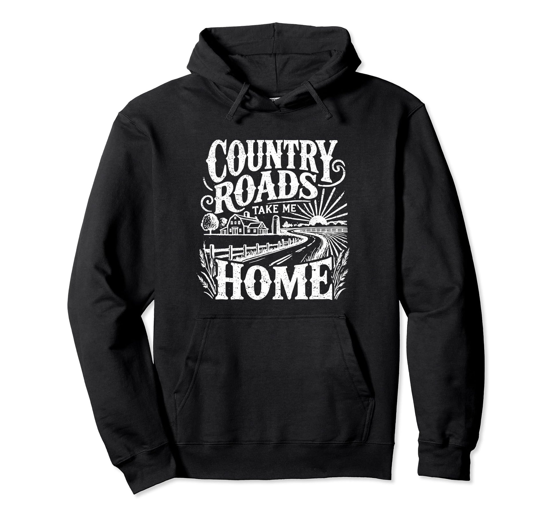 Country Roads Take Me Home Cowboy Hoodie - Minimalist Print Men Women - T-Shirt, Sweatshirt, Hoodie