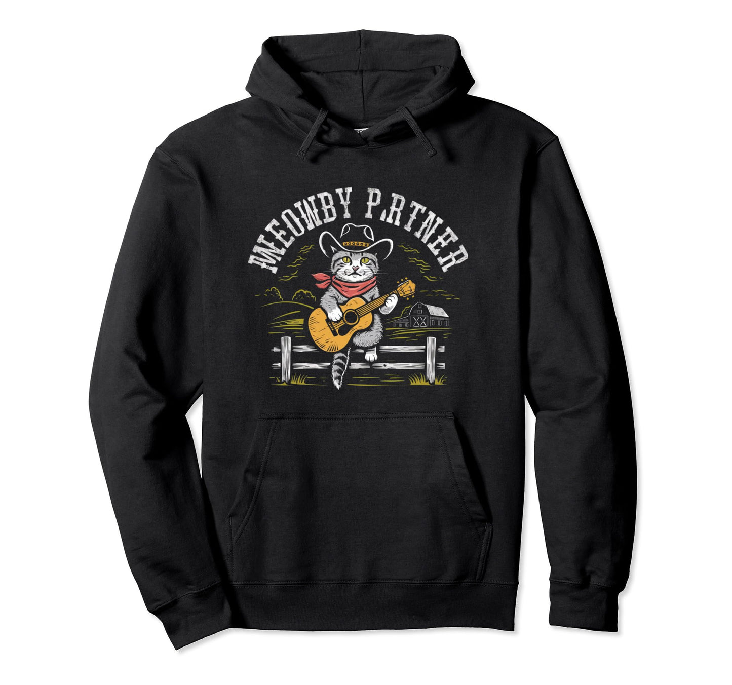 Meowdy Partner Cowboy Cat Hoodie - Custom Art Print Men Women - T-Shirt, Sweatshirt, Hoodie