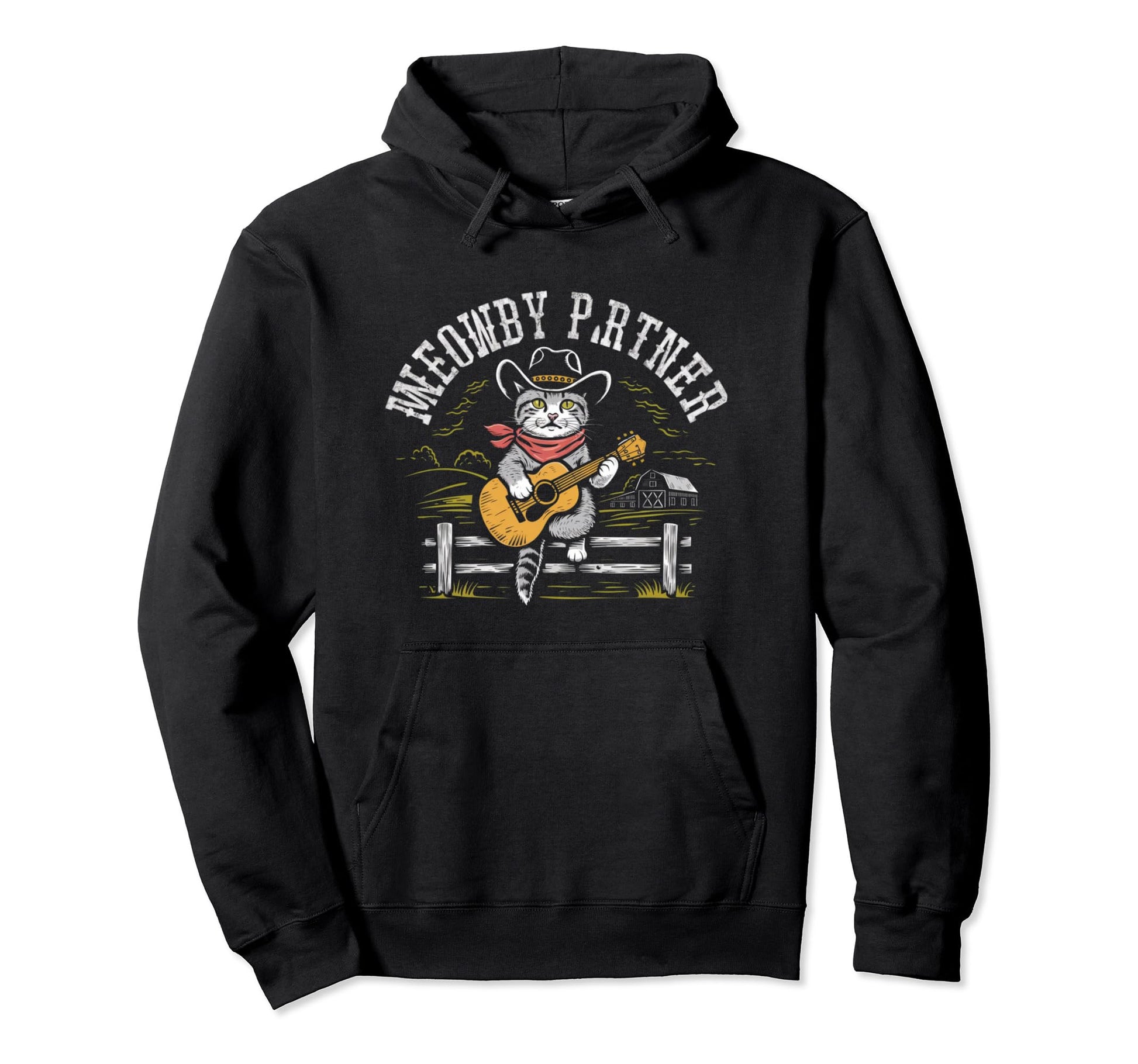 Meowdy Partner Cowboy Cat Hoodie - Custom Art Print Men Women - T-Shirt, Sweatshirt, Hoodie