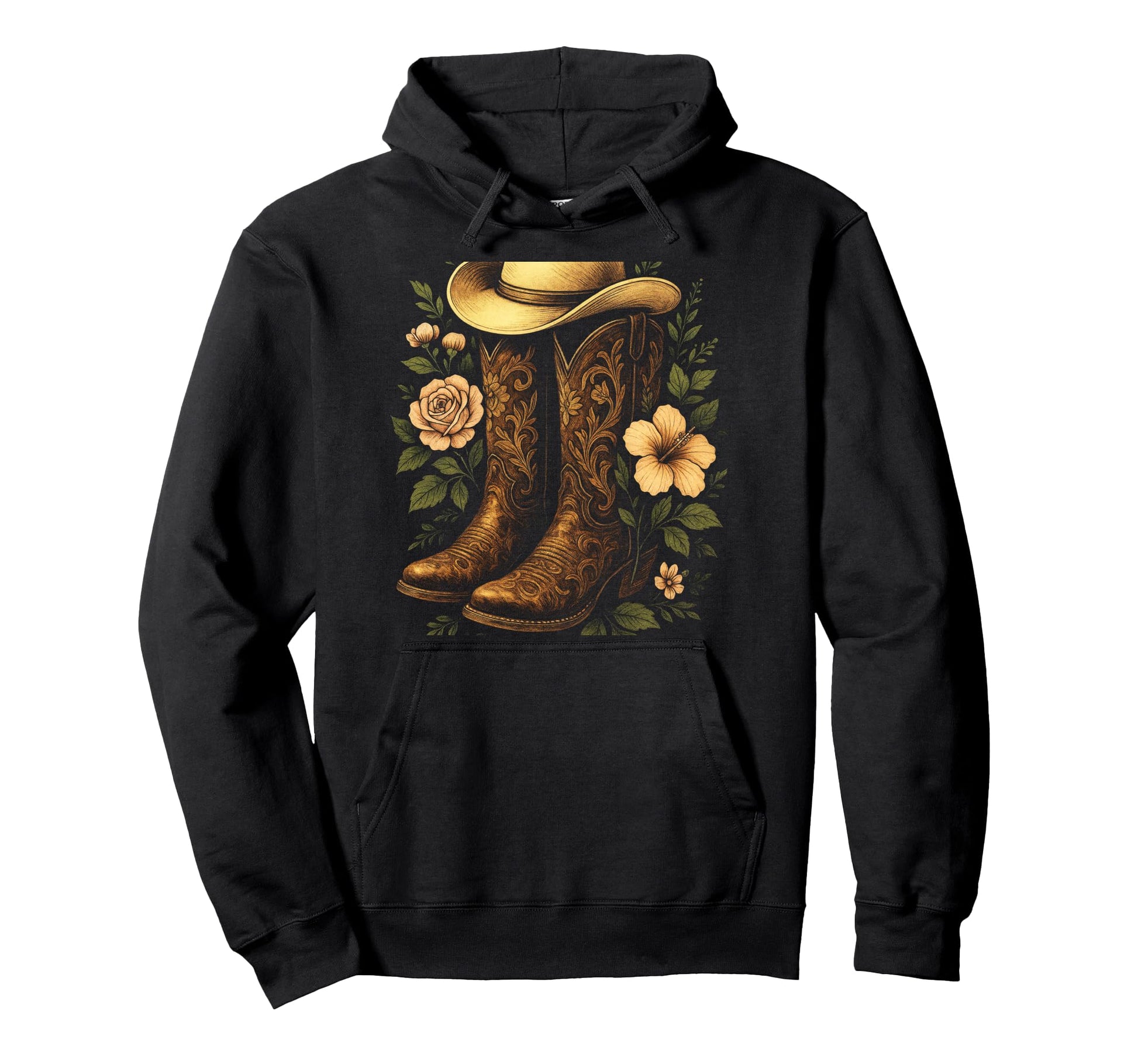 Cowboy Boots Western Rodeo Country Hoodie - Graphic Print for Adults - T-Shirt, Sweatshirt, Hoodie