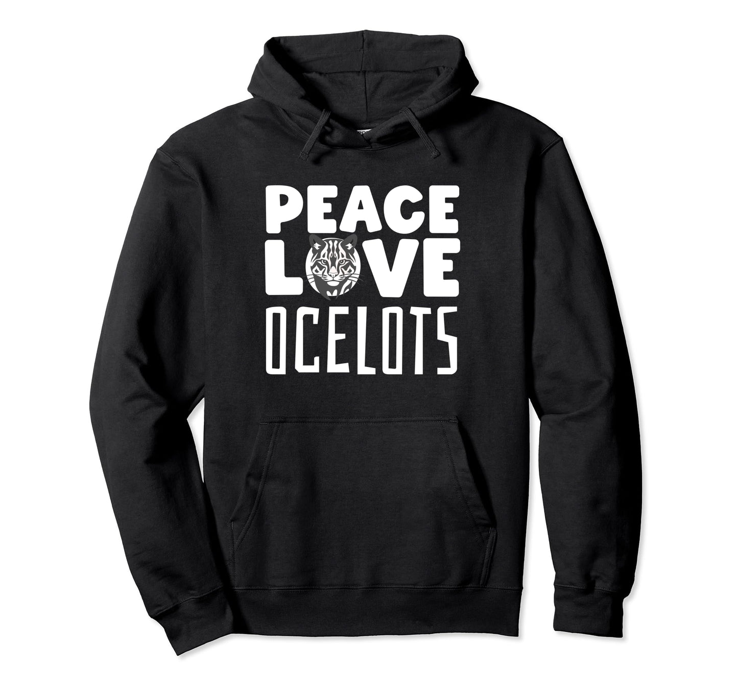 Ocelot Ocelot Lover Peace Love Hoodie - Casual Everyday Wear for Adults - T-Shirt, Sweatshirt, Hoodie