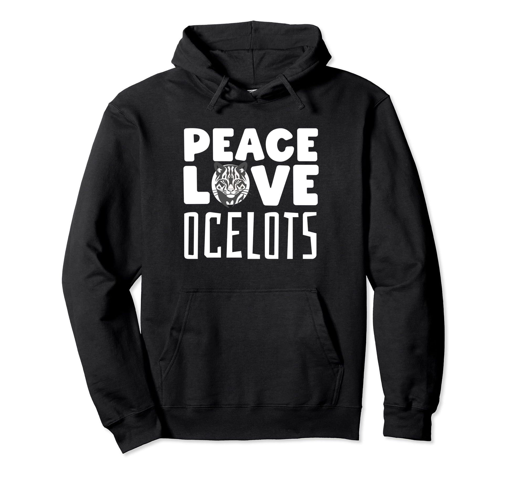Ocelot Ocelot Lover Peace Love Hoodie - Casual Everyday Wear for Adults - T-Shirt, Sweatshirt, Hoodie