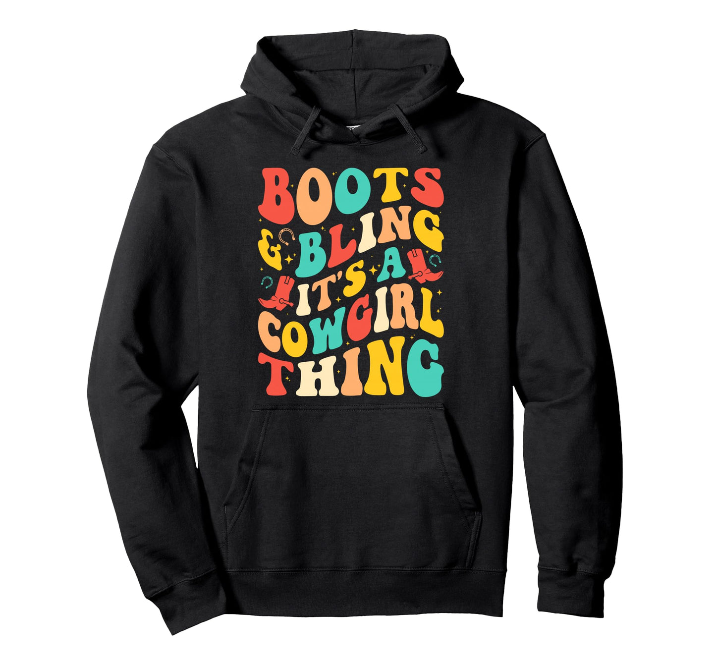 Boots And Bling Groovy Rodeo Western Hoodie - Minimalist Print for Adults - T-Shirt, Sweatshirt, Hoodie