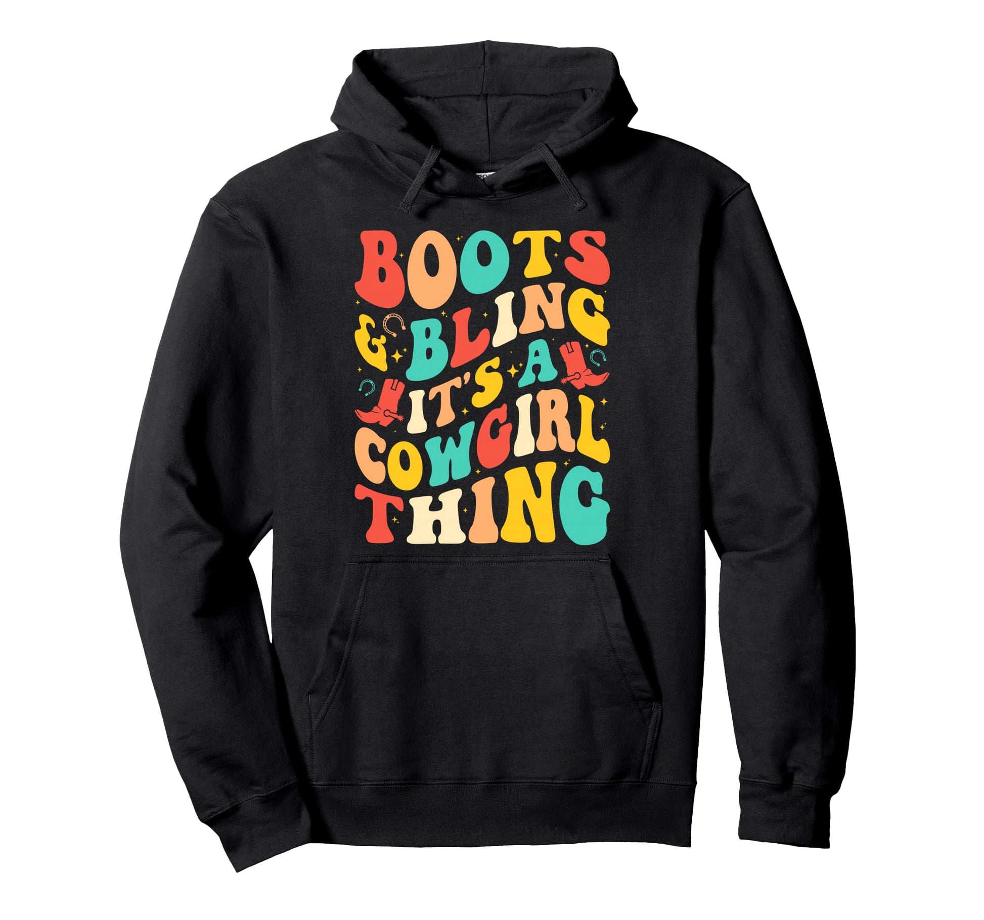 Boots And Bling Groovy Rodeo Western Hoodie - Minimalist Print for Adults - T-Shirt, Sweatshirt, Hoodie