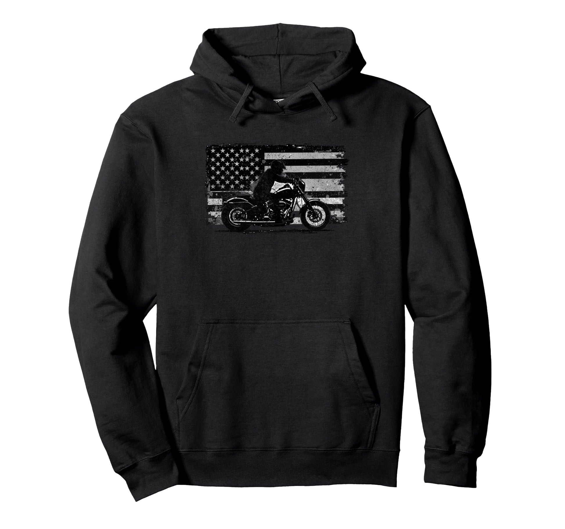 Us Flag Biker Riding Lover Motorcycle Hoodie - Novelty Apparel Men Women - T-Shirt, Sweatshirt, Hoodie