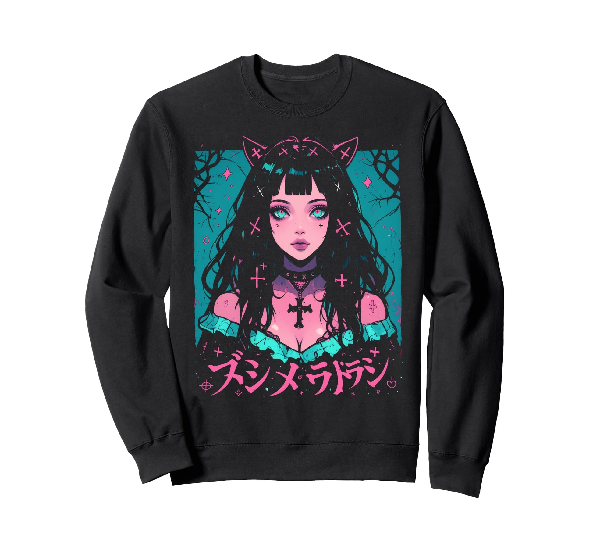Goth Grunge Demon Anime Waifu Horror Sweatshirt - Trendy Graphic Men Women - T-Shirt, Sweatshirt, Hoodie