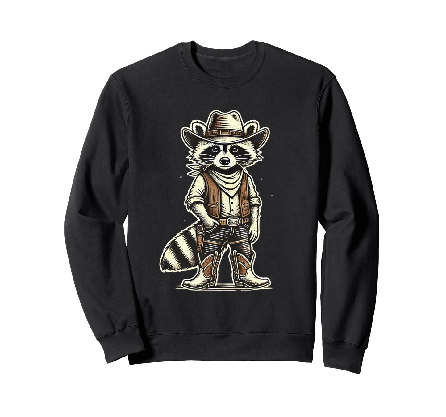 Raccoon Cowboy Cowgirl Racoons Sweatshirt - Unique Graphic Men Women - T-Shirt, Sweatshirt, Hoodie