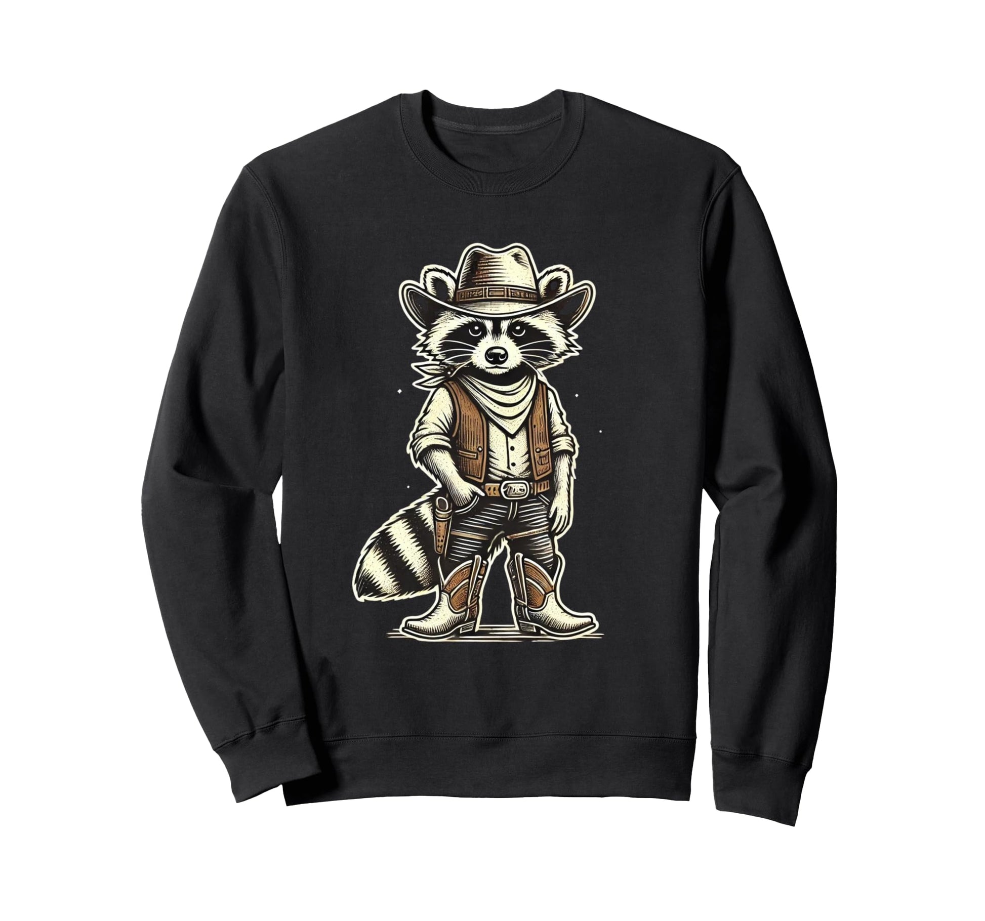Raccoon Cowboy Cowgirl Racoons Sweatshirt - Unique Graphic Men Women - T-Shirt, Sweatshirt, Hoodie