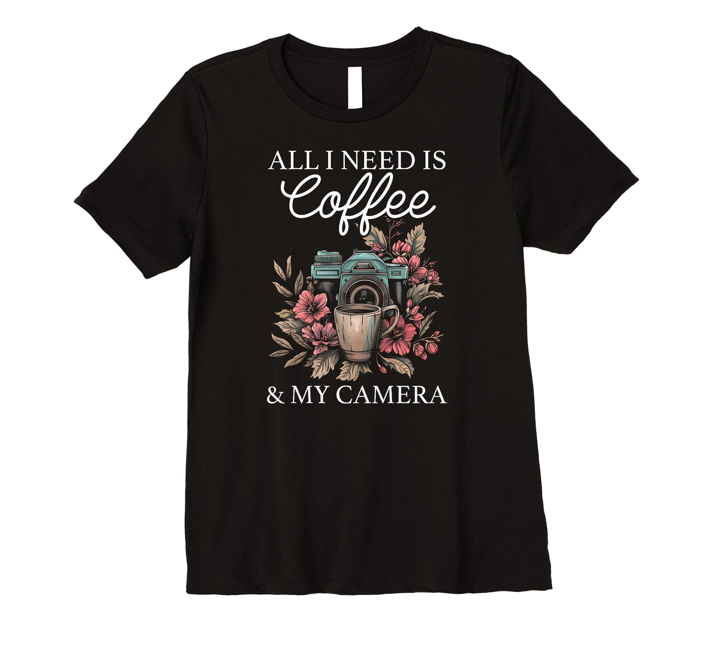 Womens Photographer Coffee Camera T-Shirt - Custom Art Print for Adults - T-Shirt, Sweatshirt, Hoodie
