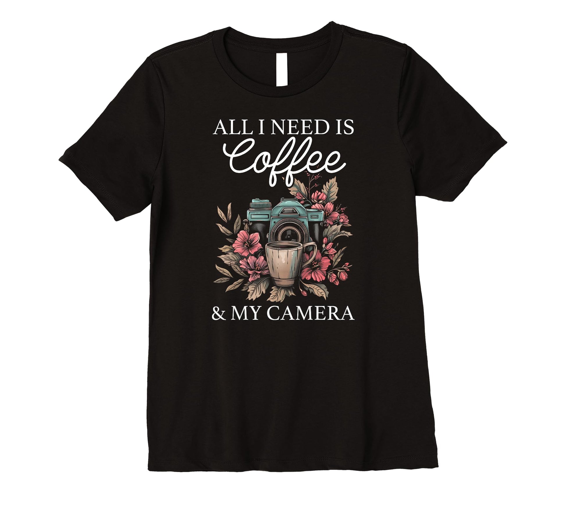 Womens Photographer Coffee Camera T-Shirt - Custom Art Print for Adults - T-Shirt, Sweatshirt, Hoodie