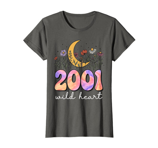 2001 Wild Heart 25Th Birthday Boho Moon T-Shirt - Graphic Print Unisex - T-Shirt, Sweatshirt, Hoodie