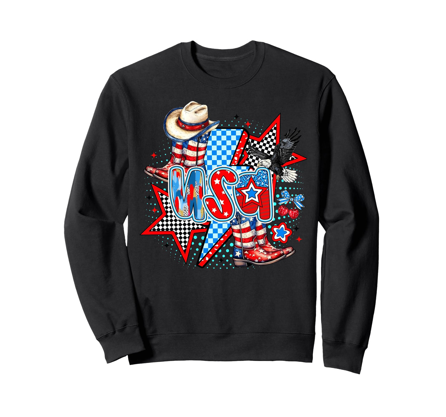 Western Cowgirl Boots American Sweatshirt - Minimalist Print Men Women - T-Shirt, Sweatshirt, Hoodie