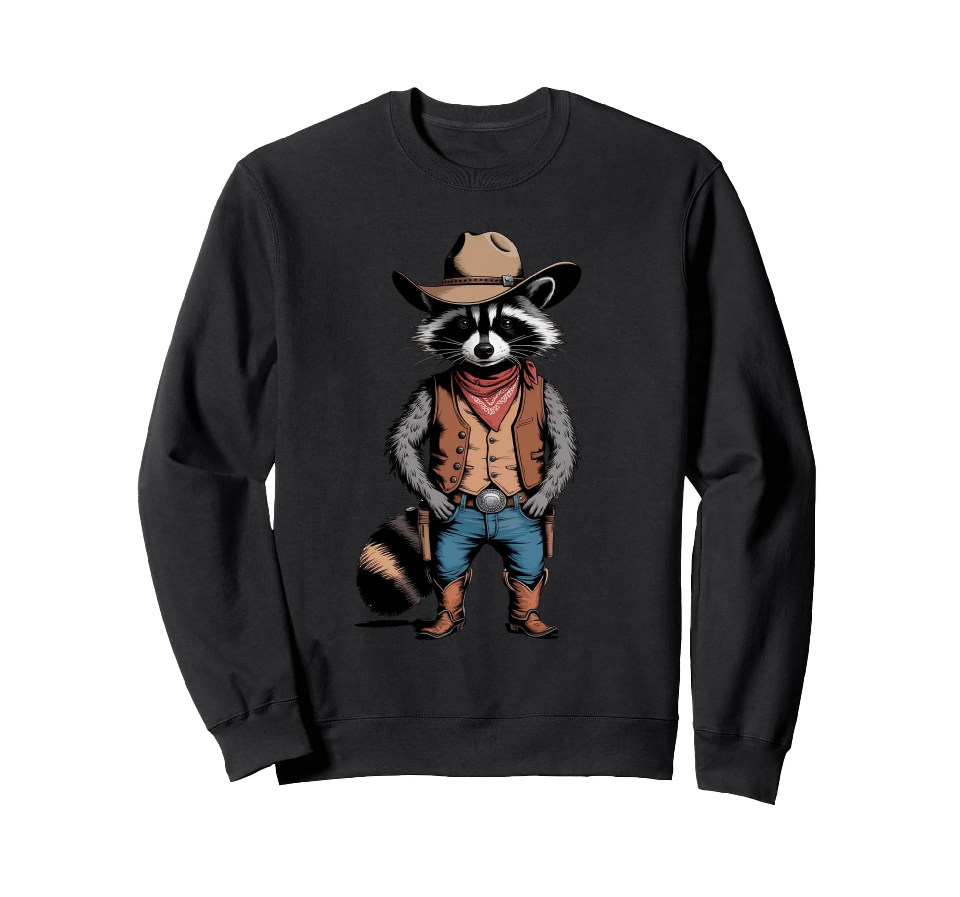 Raccoon Cowboy Cowgirl Trash Panda Sweatshirt - Custom Art Print Men Women - T-Shirt, Sweatshirt, Hoodie