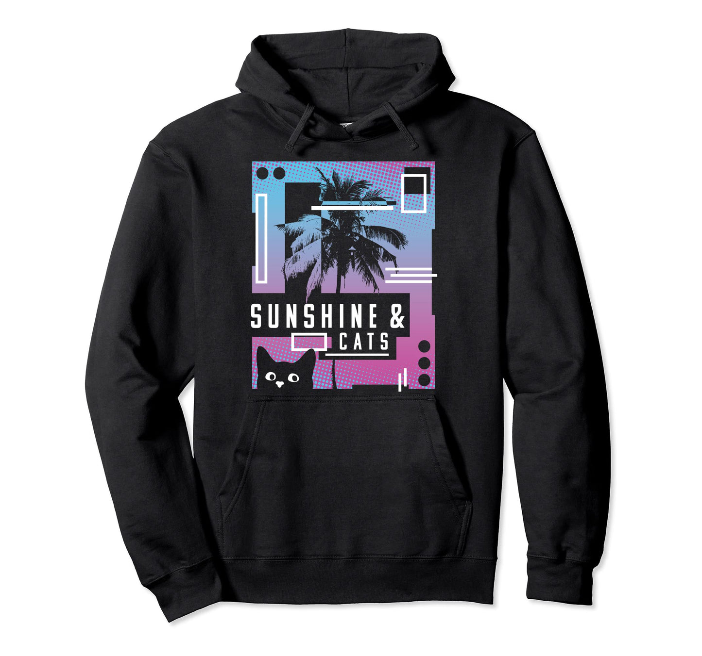 Sunshine And Cats 90S Vaporwave Hoodie - Custom Art Print Men Women - T-Shirt, Sweatshirt, Hoodie