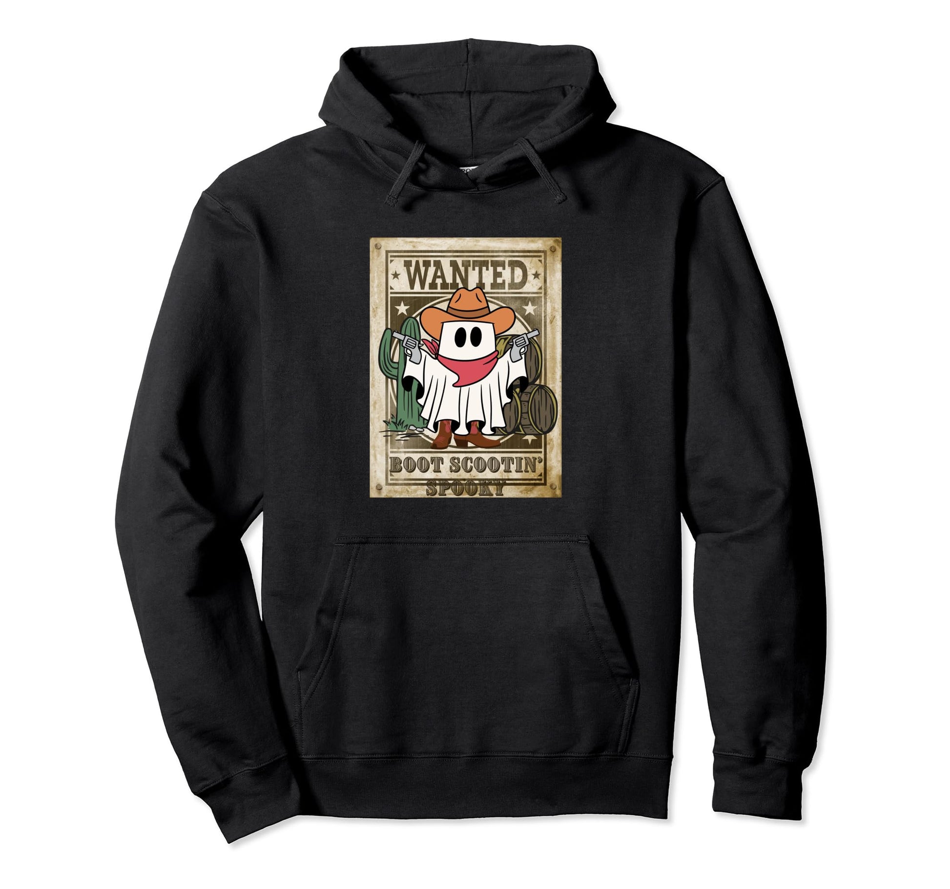 Western Halloween Cowboy Ghost Boot Hoodie - Casual Everyday Wear Unisex - T-Shirt, Sweatshirt, Hoodie