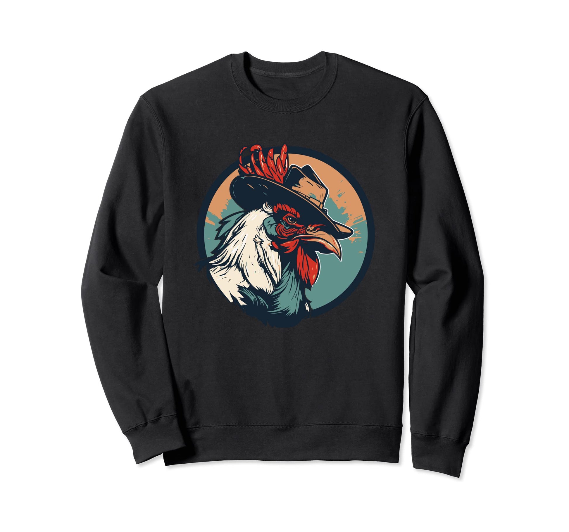 Cowboy Hat Rooster Sweatshirt - Aesthetic Graphic for Adults - T-Shirt, Sweatshirt, Hoodie