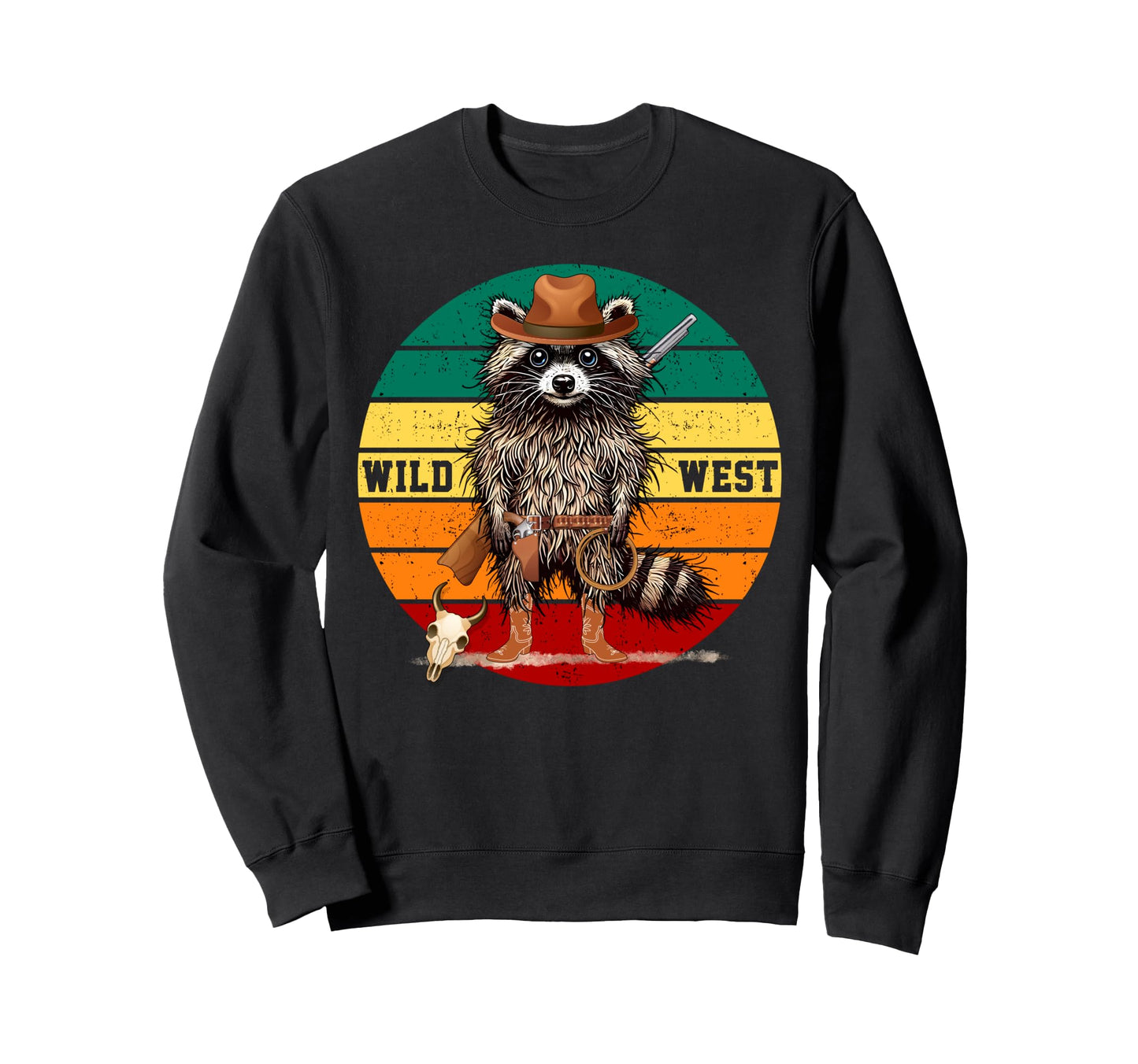 Raccoon Funny Wild West Racoon Sweatshirt - Custom Art Print for Adults - T-Shirt, Sweatshirt, Hoodie