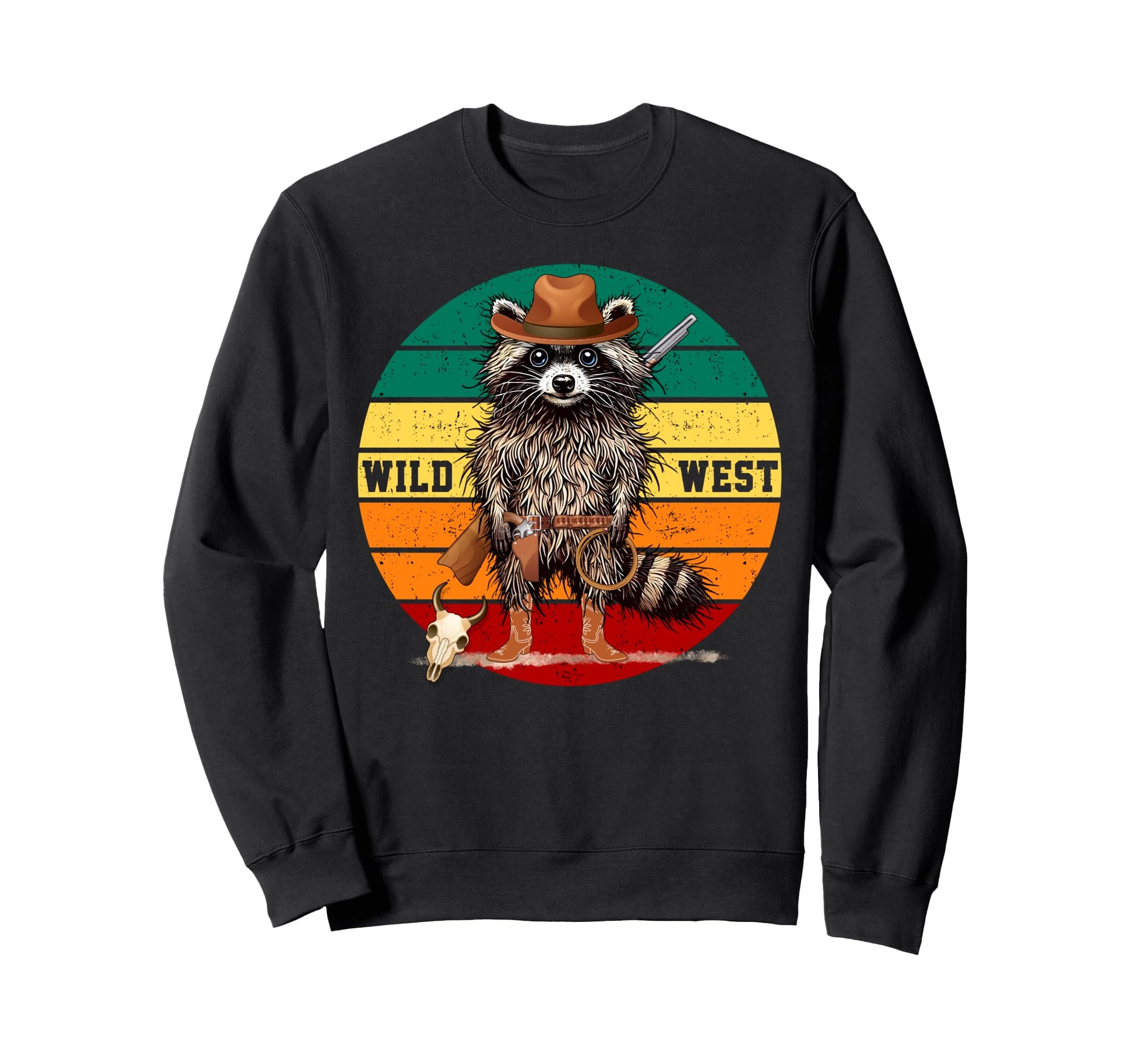 Raccoon Funny Wild West Racoon Sweatshirt - Custom Art Print for Adults - T-Shirt, Sweatshirt, Hoodie