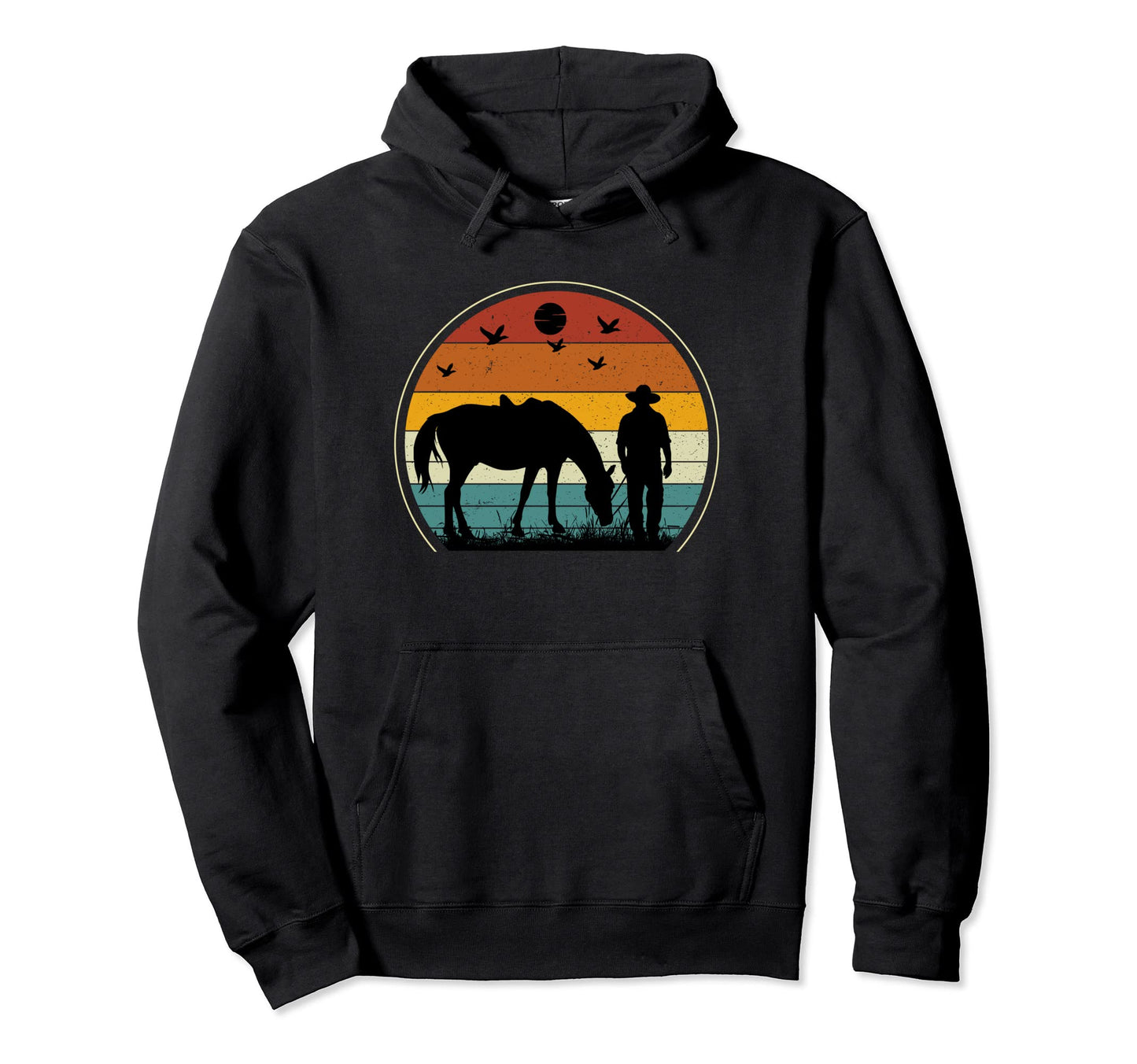 Amazing Horse Lover Sunset Cowboy Hoodie - Trendy Graphic for Adults - T-Shirt, Sweatshirt, Hoodie