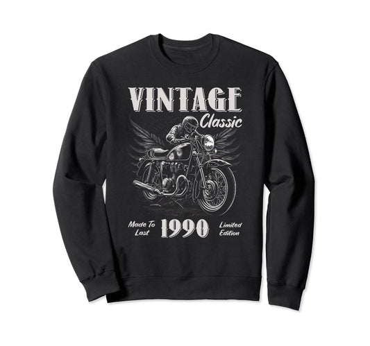 1990 Birthday Motorcycle Sweatshirt - Trendy Graphic for Adults - T-Shirt, Sweatshirt, Hoodie