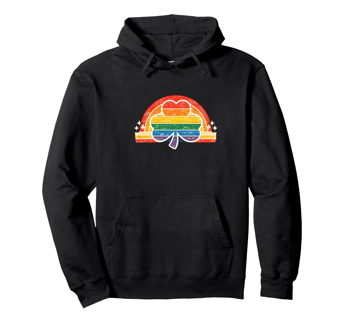Rainbow Shamrock Badge Hoodie - Aesthetic Graphic Unisex - T-Shirt, Sweatshirt, Hoodie