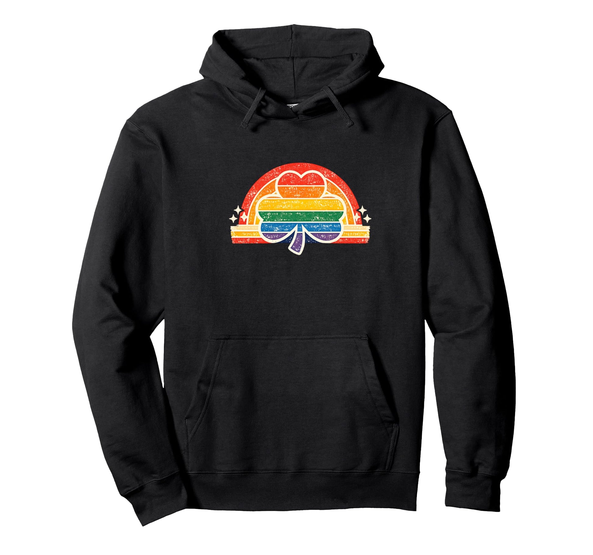 Rainbow Shamrock Badge Hoodie - Aesthetic Graphic Unisex - T-Shirt, Sweatshirt, Hoodie