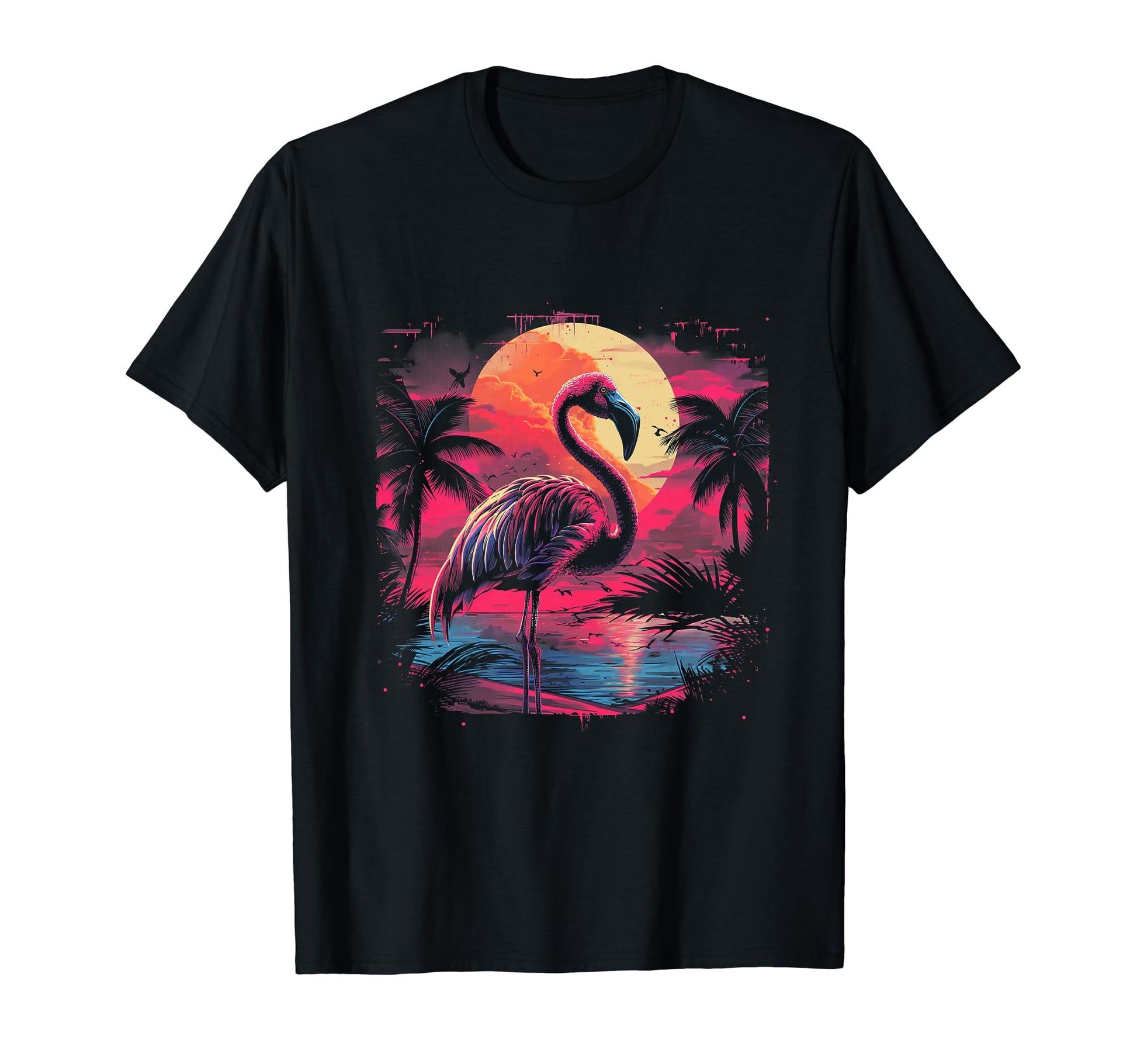 Flamingo Vaporwave Aesthetic Synthwave T-Shirt - Streetwear Style Unisex - T-Shirt, Sweatshirt, Hoodie