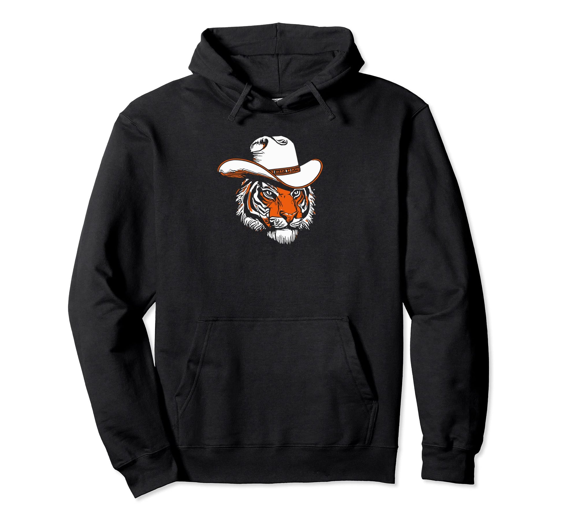 Funny Country Music Tiger Cowboy Hat Hoodie - Novelty Apparel for Adults - T-Shirt, Sweatshirt, Hoodie