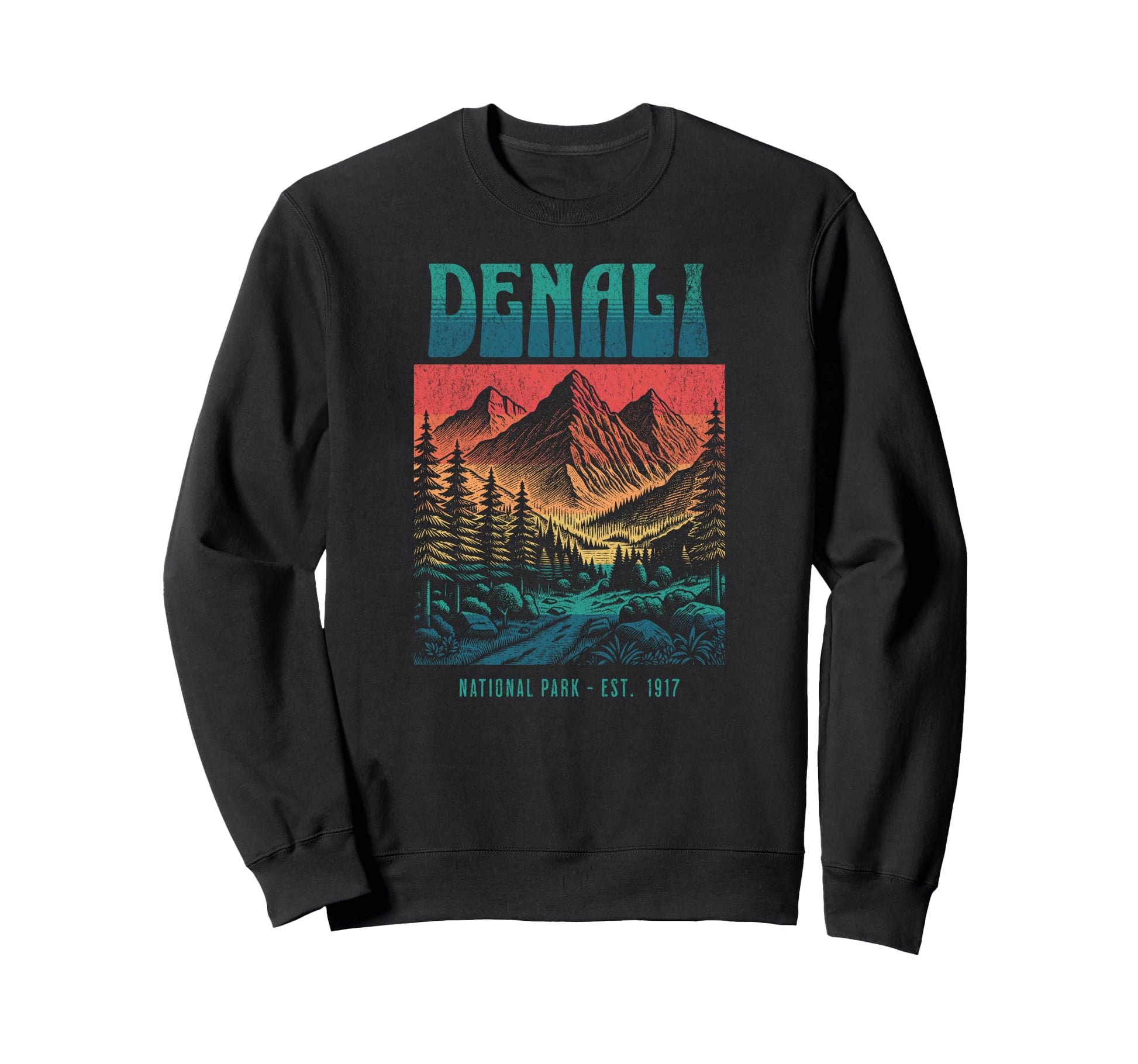 Denali Alaska National Park Sweatshirt - Minimalist Print Unisex - T-Shirt, Sweatshirt, Hoodie