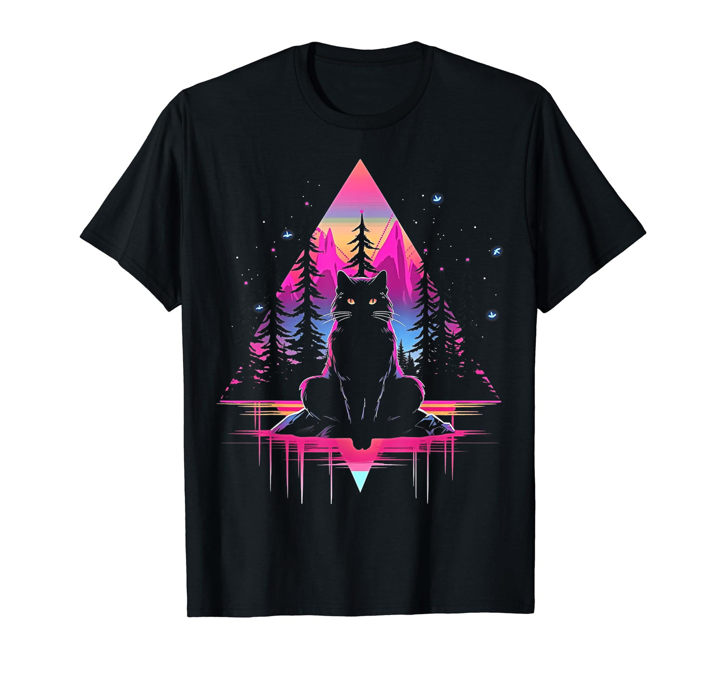 Synthwave Cat Samurai Mediation T-Shirt - Streetwear Style for Adults - T-Shirt, Sweatshirt, Hoodie