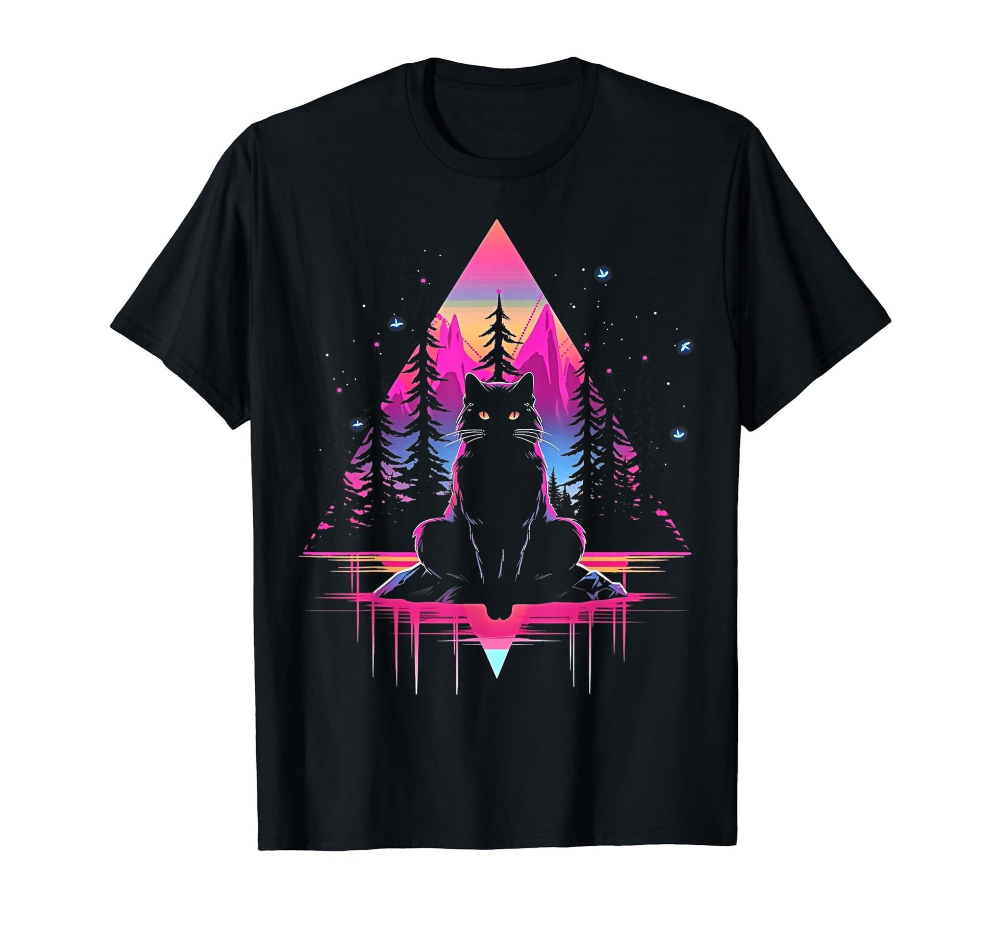 Synthwave Cat Samurai Mediation T-Shirt - Streetwear Style for Adults - T-Shirt, Sweatshirt, Hoodie