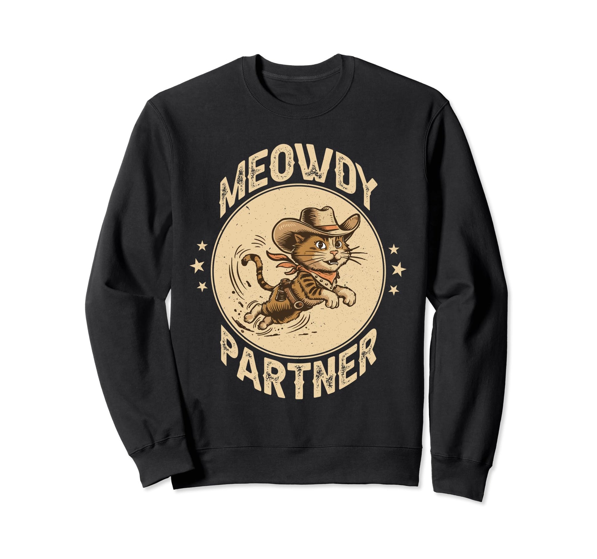 Meowdy Partner Cowboy Cat Sweatshirt - Custom Art Print Unisex - T-Shirt, Sweatshirt, Hoodie