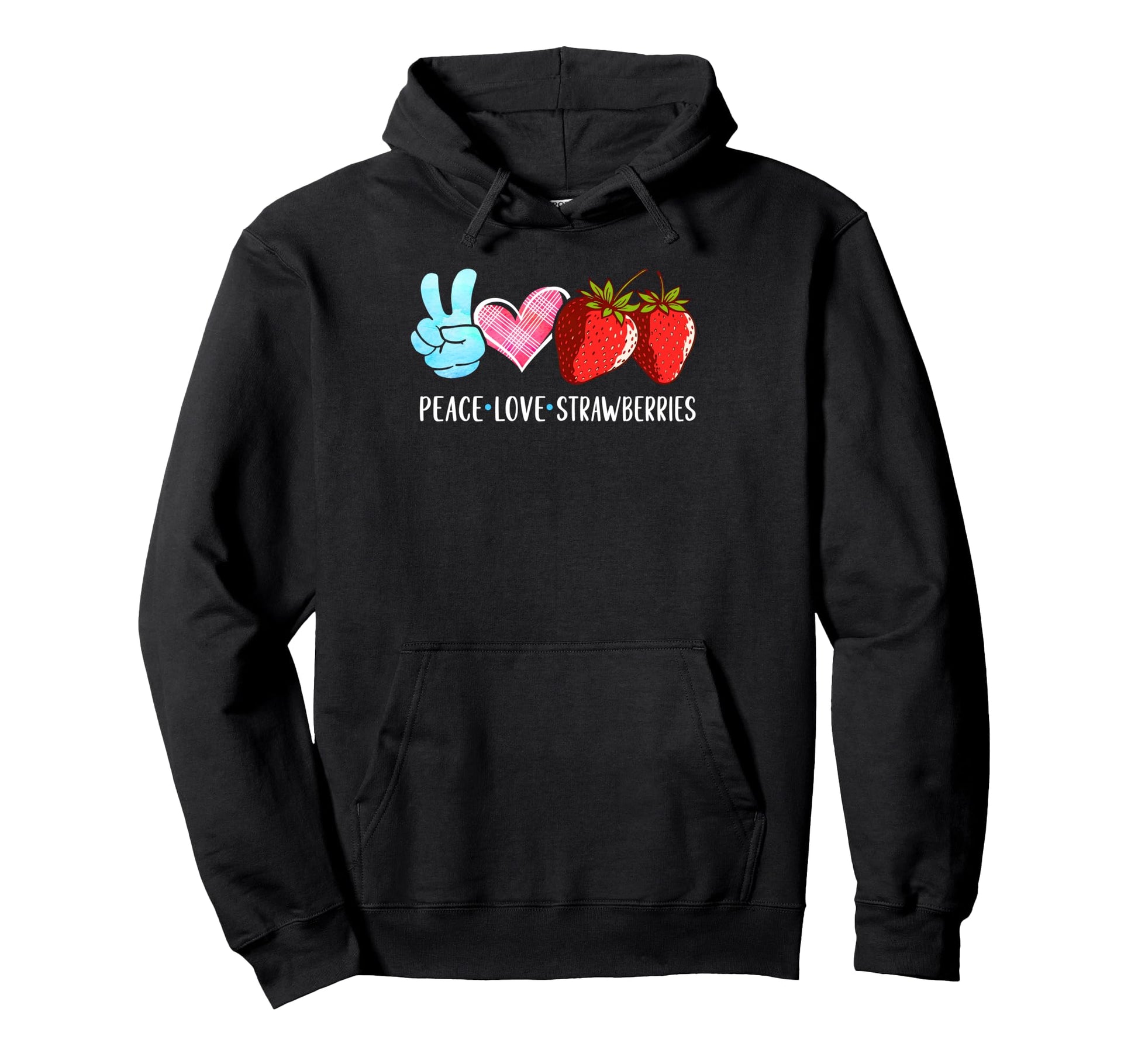 Strawberry Lover Farmers Market Peace Love Hoodie - Unique Graphic Unisex - T-Shirt, Sweatshirt, Hoodie