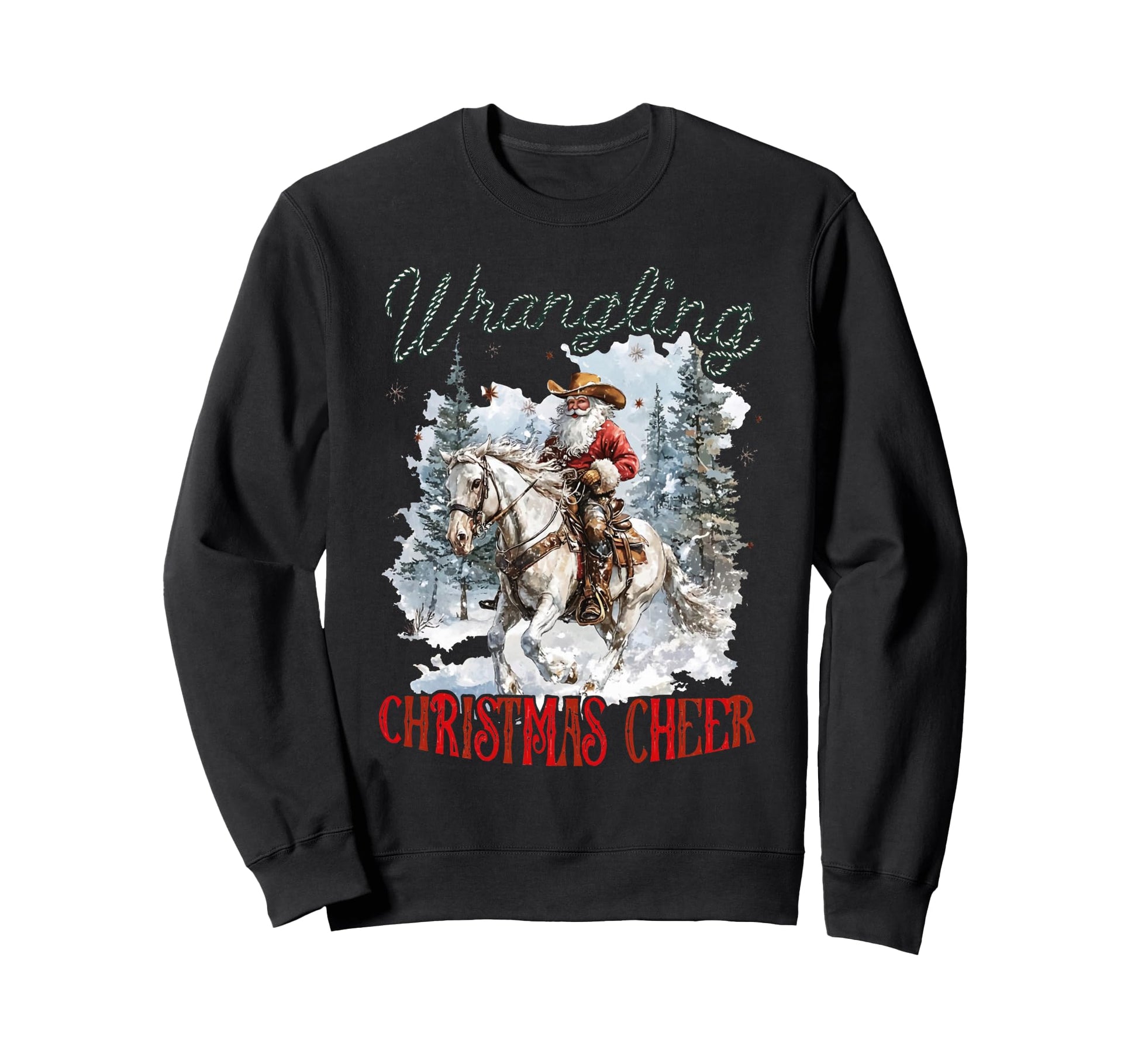 Funny Western Cowboy Santa Sweatshirt - Unique Graphic for Adults - T-Shirt, Sweatshirt, Hoodie