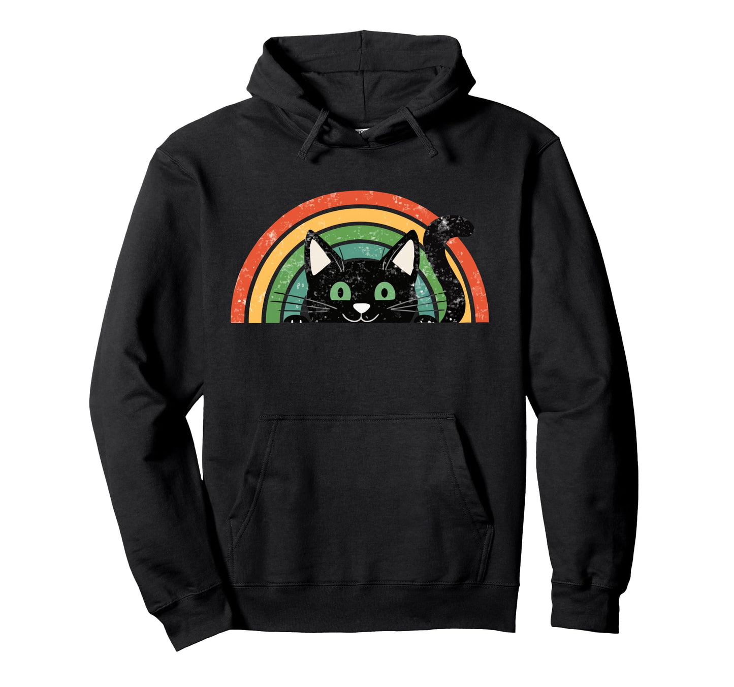 Funny Black Cat Rainbow Cats Hoodie - Aesthetic Graphic Men Women - T-Shirt, Sweatshirt, Hoodie