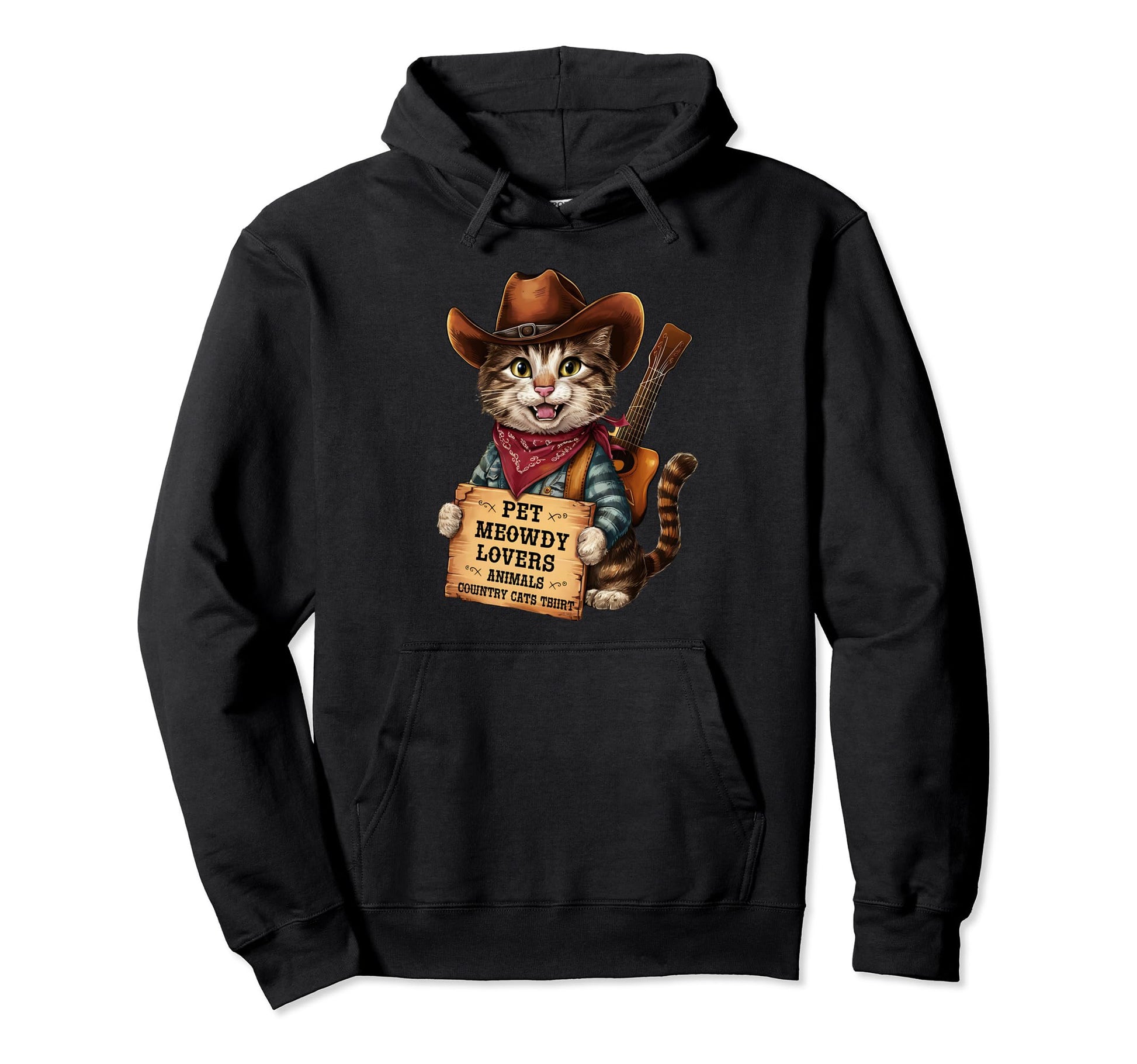 Cowboy Hat Pet Meowdy Hoodie - Trendy Graphic Men Women - T-Shirt, Sweatshirt, Hoodie