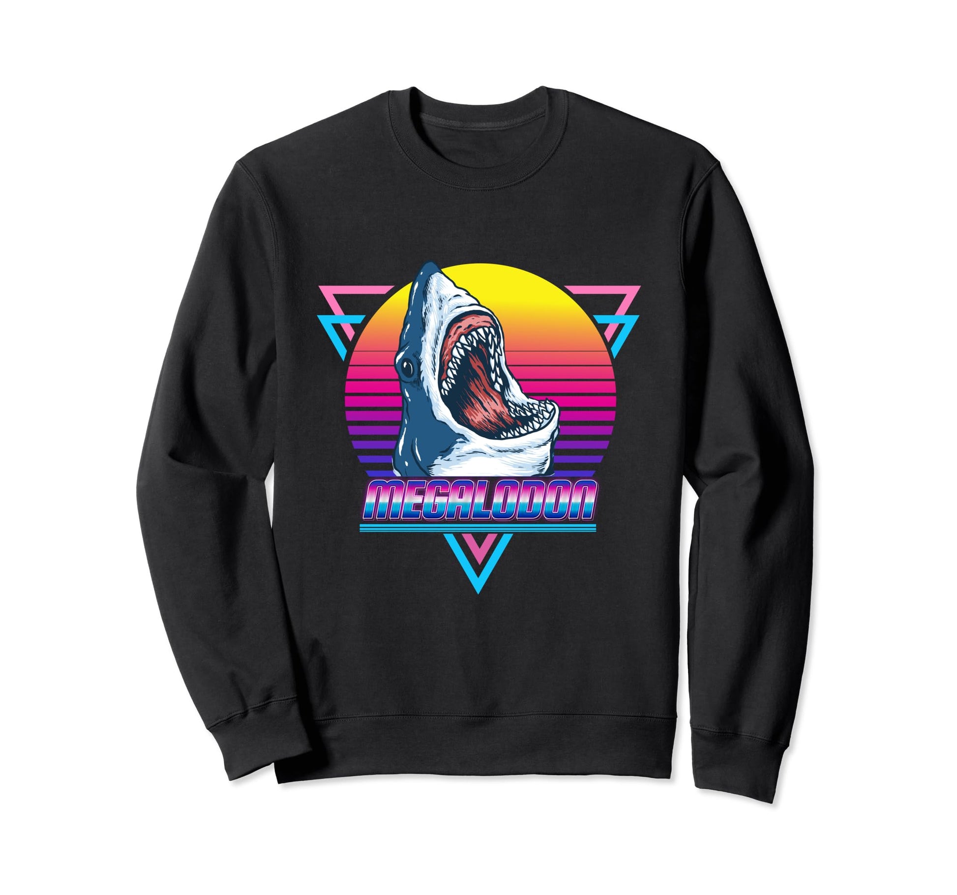 Megalodon Shark Lover Synthwave Sweatshirt - Custom Art Print Men Women - T-Shirt, Sweatshirt, Hoodie