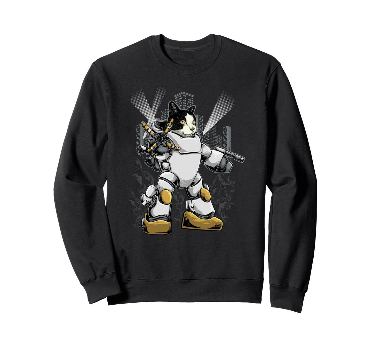 Juggernaut Mecha Cat Aesthetic Edgy Sweatshirt - Graphic Print for Adults - T-Shirt, Sweatshirt, Hoodie