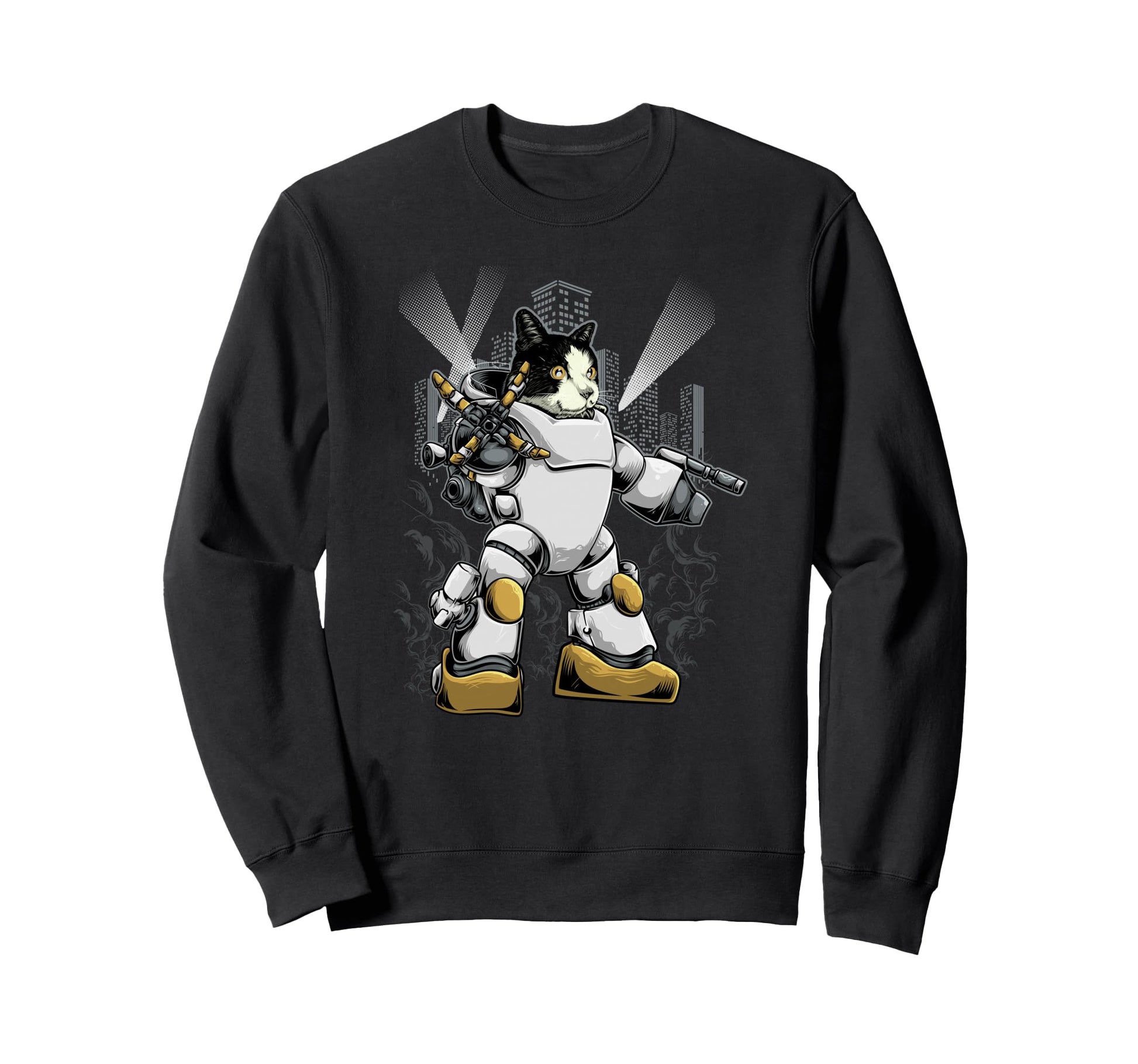 Juggernaut Mecha Cat Aesthetic Edgy Sweatshirt - Graphic Print for Adults - T-Shirt, Sweatshirt, Hoodie