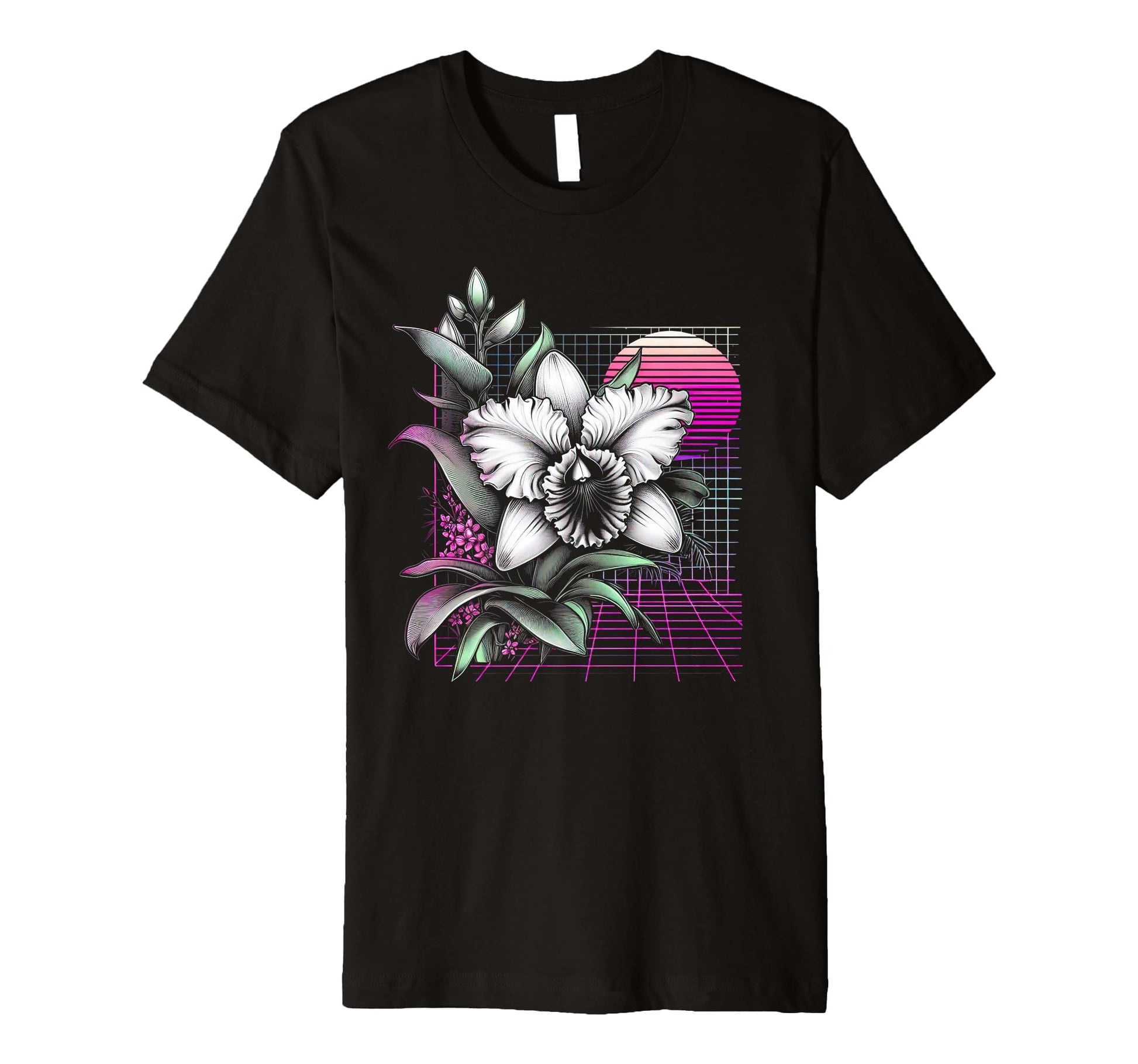 Cattleya Orchid Vaporwave Aesthetic 80S T-Shirt - Novelty Apparel Unisex - T-Shirt, Sweatshirt, Hoodie