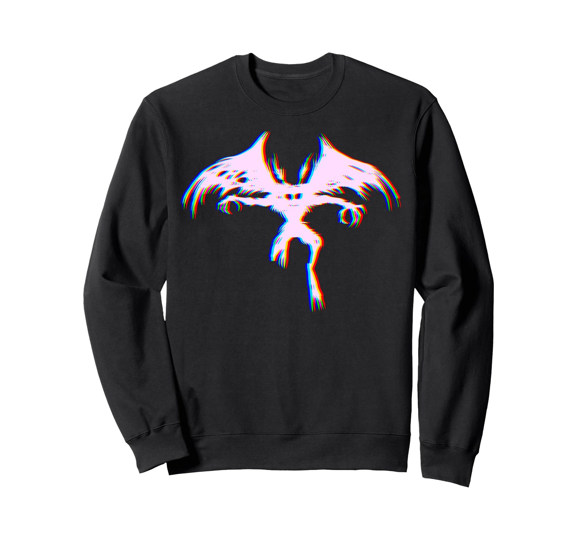 Mothman Cryptid Glitch Vaporwave Sweatshirt - Graphic Print for Adults - T-Shirt, Sweatshirt, Hoodie