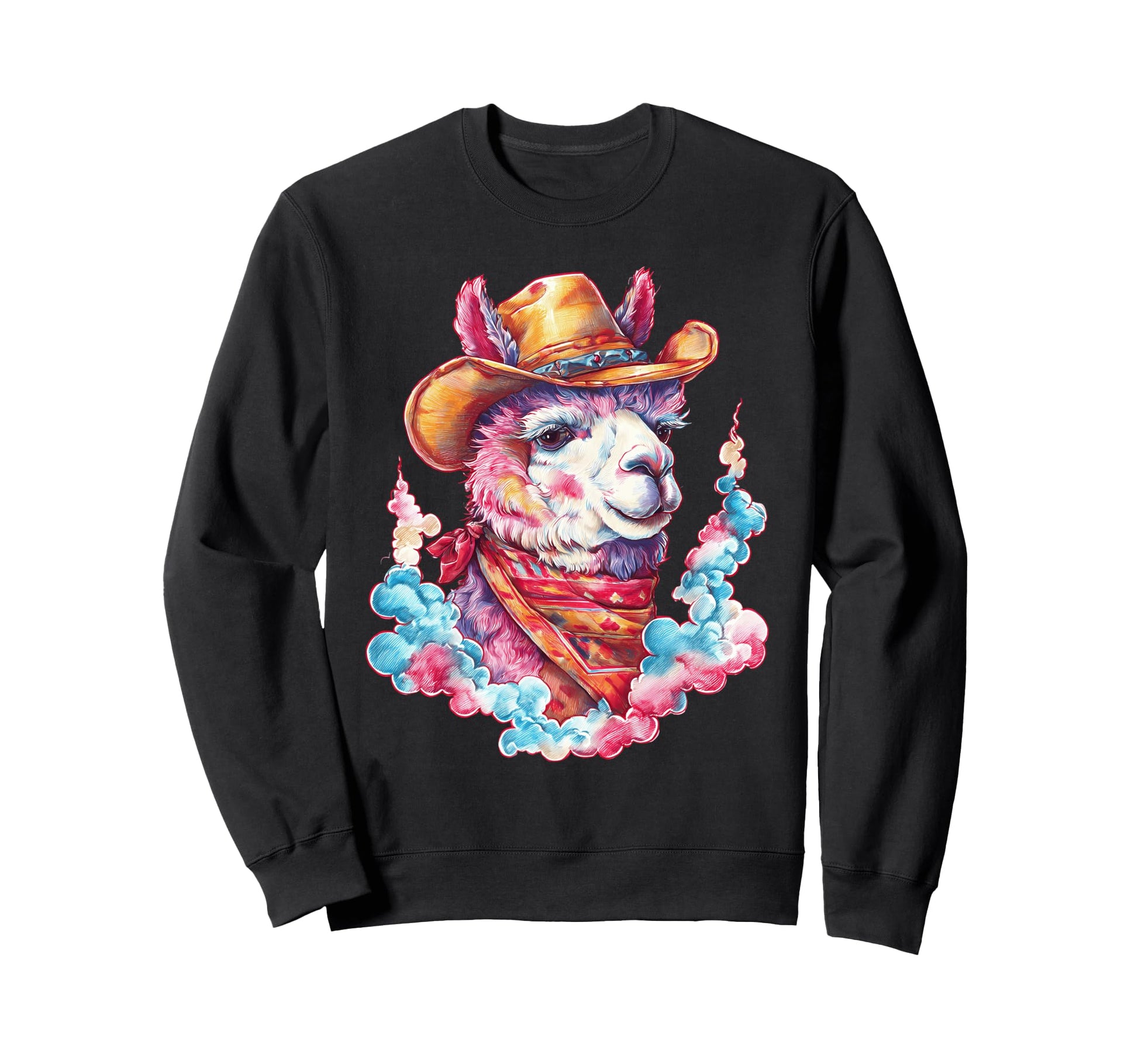 Llama Cowboy Rodeo Cowgirl Western Sweatshirt - Aesthetic Graphic Unisex - T-Shirt, Sweatshirt, Hoodie