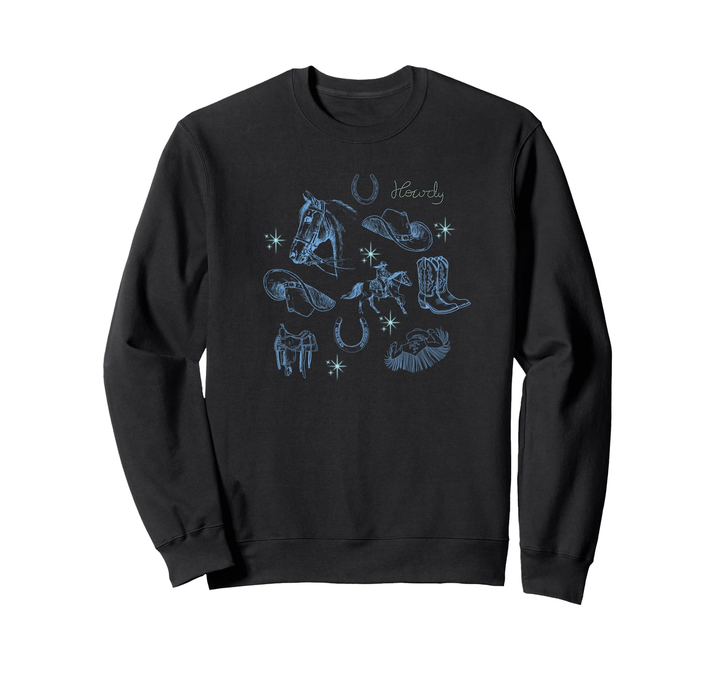 Blue Cowboy Western Rodeo Sweatshirt - Custom Art Print for Adults - T-Shirt, Sweatshirt, Hoodie