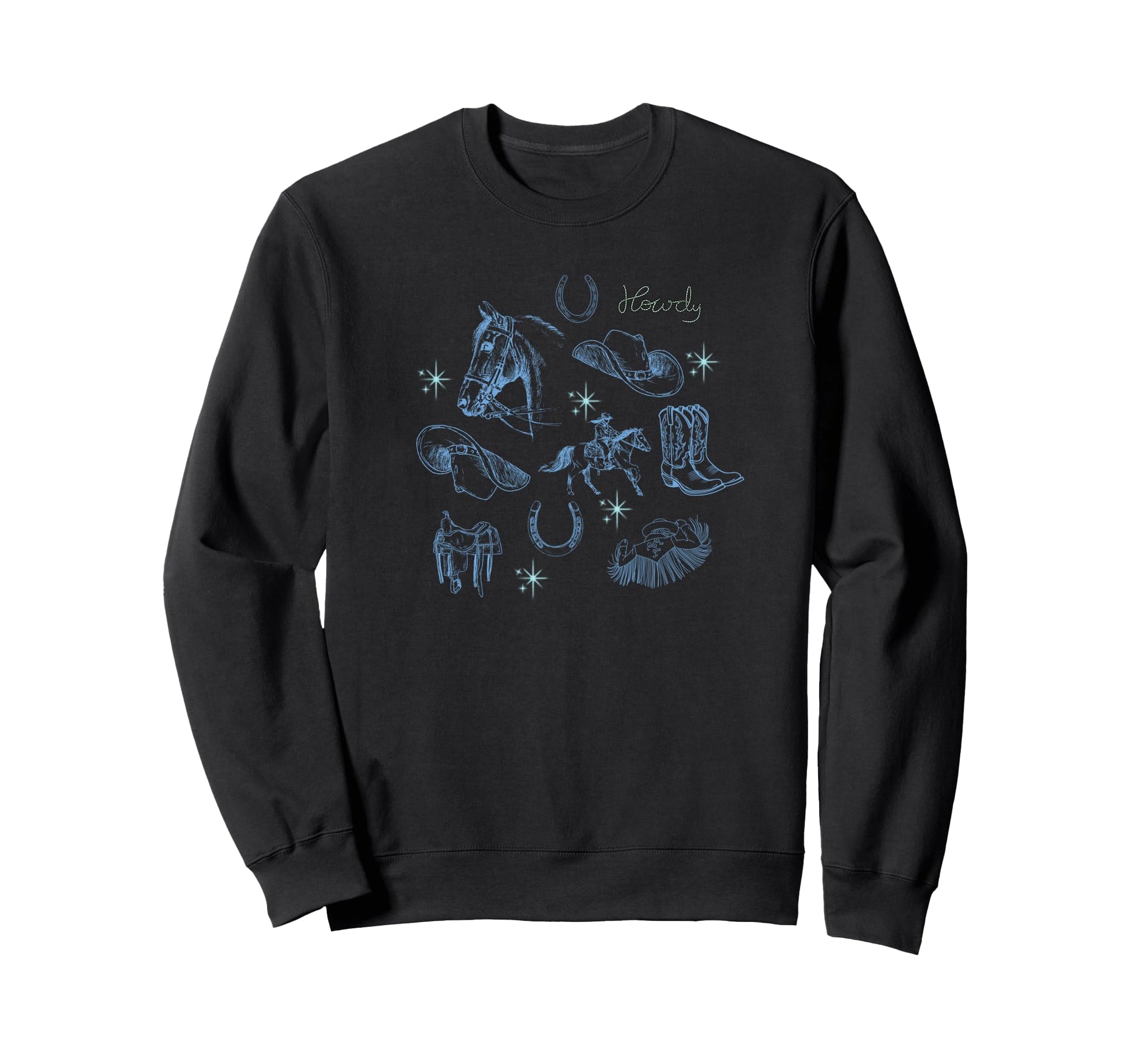 Blue Cowboy Western Rodeo Sweatshirt - Custom Art Print for Adults - T-Shirt, Sweatshirt, Hoodie