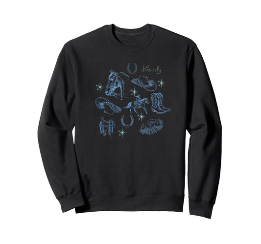 Blue Cowboy Western Rodeo Sweatshirt - Custom Art Print for Adults - T-Shirt, Sweatshirt, Hoodie